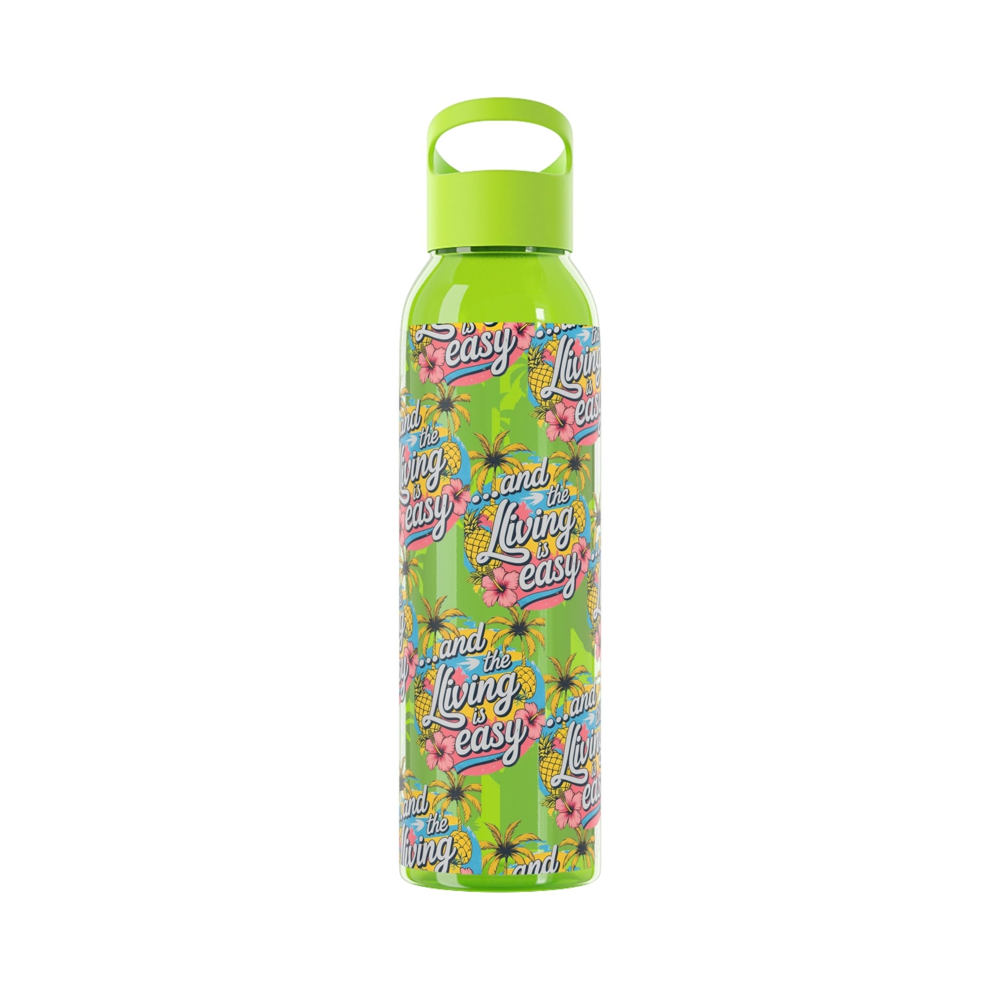 Sky Water Bottle â€“ 'Living Easy' Tropical Stainless Bottle - SJM Print Store