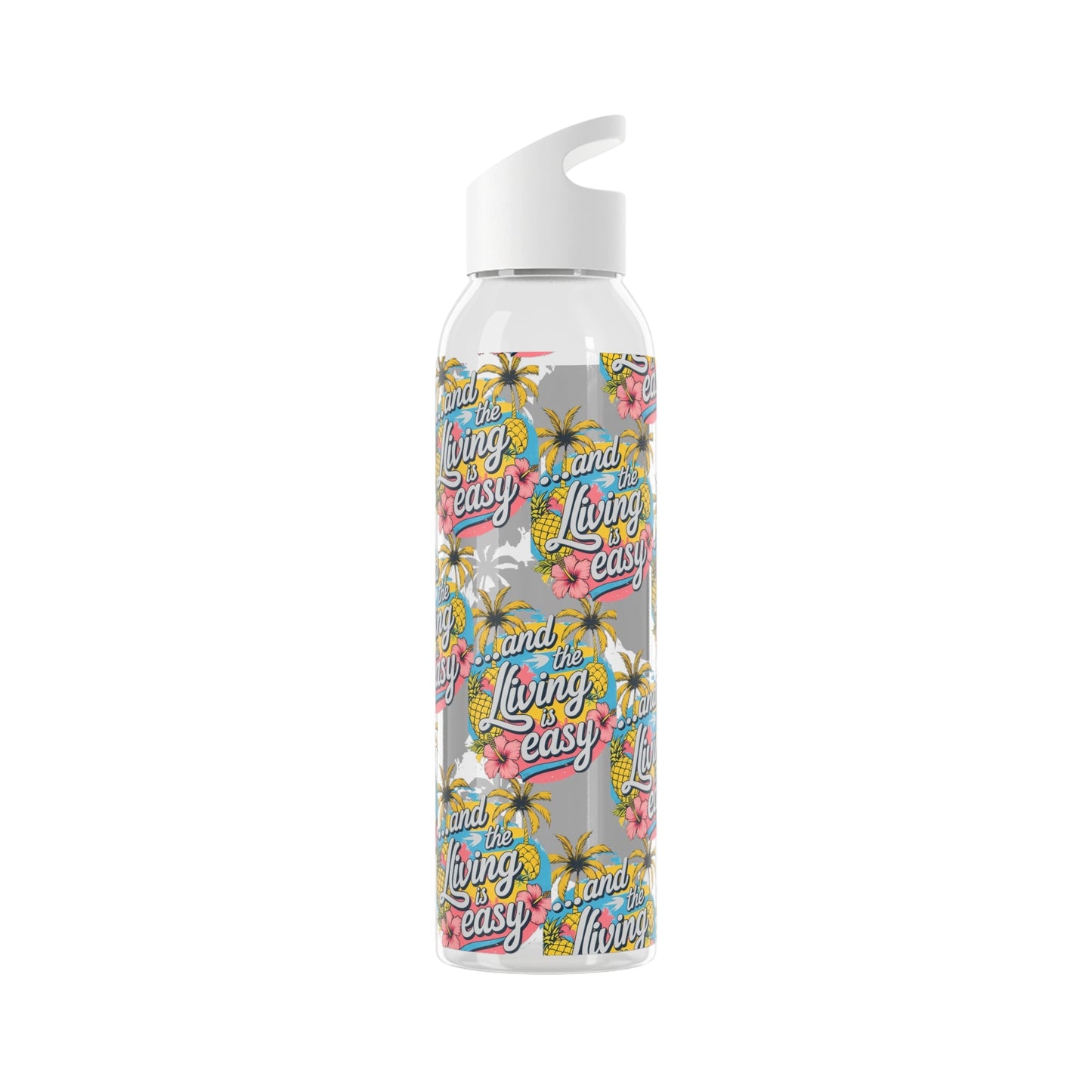 Sky Water Bottle â€“ 'Living Easy' Tropical Stainless Bottle - SJM Print Store