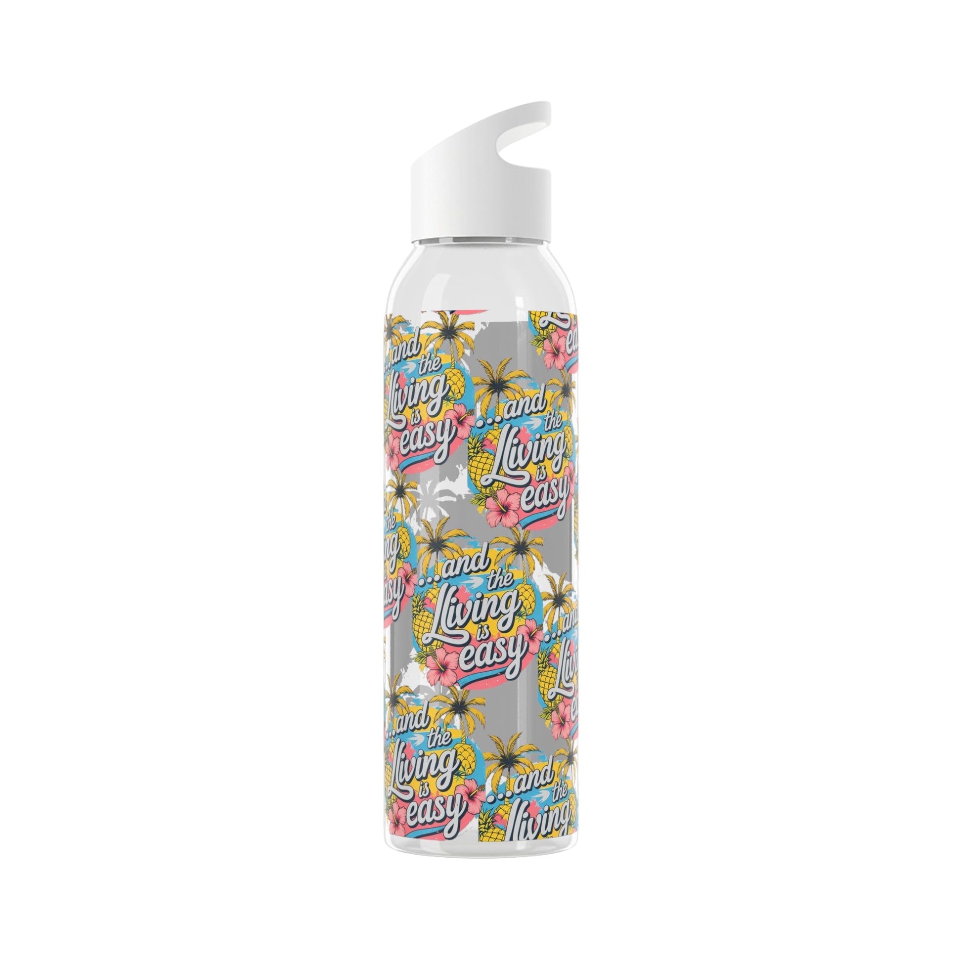 Sky Water Bottle â€“ 'Living Easy' Tropical Stainless Bottle - SJM Print Store