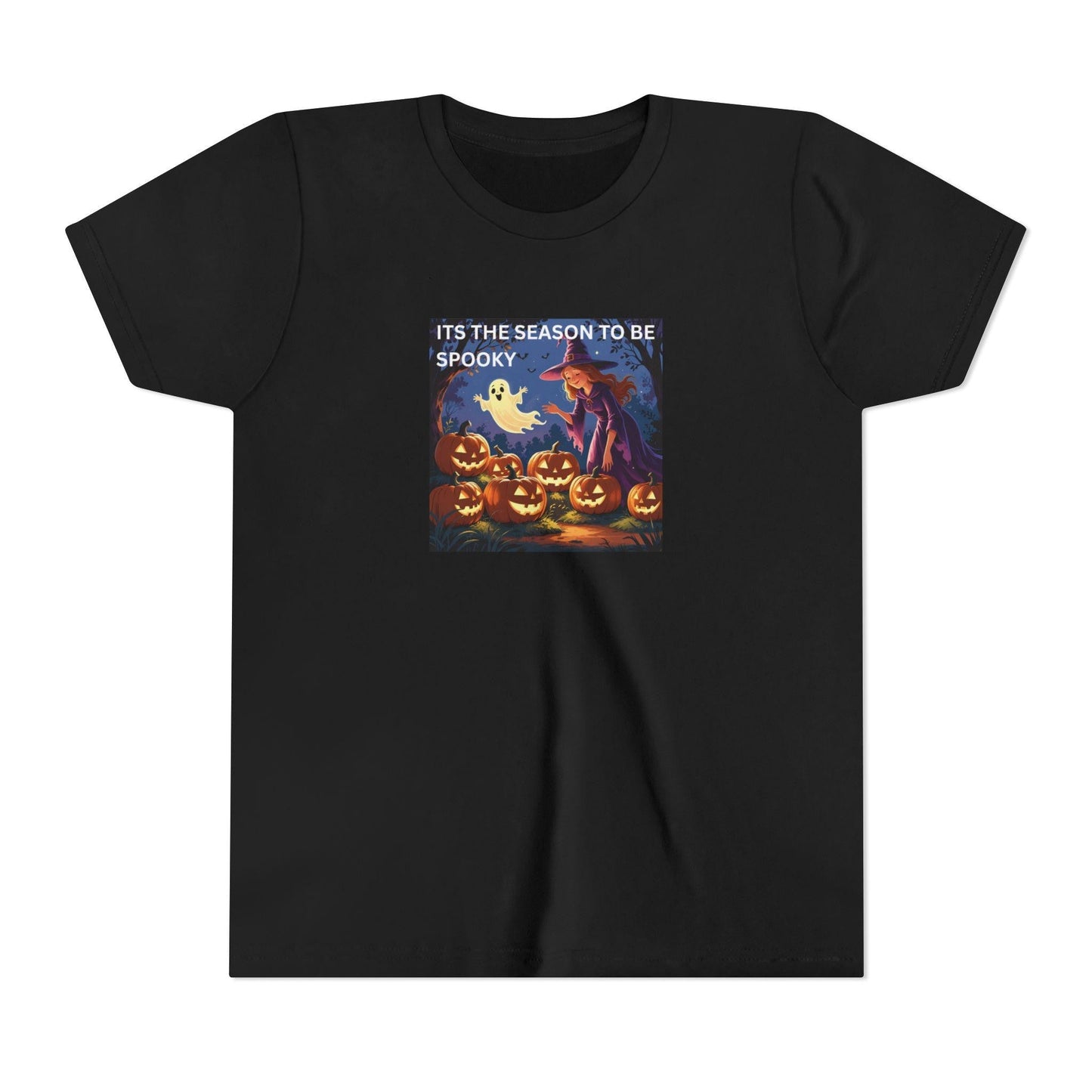 Spooky Ghost Theme Halloween Youth Tee: Kids Costume Top - SJM Print Store