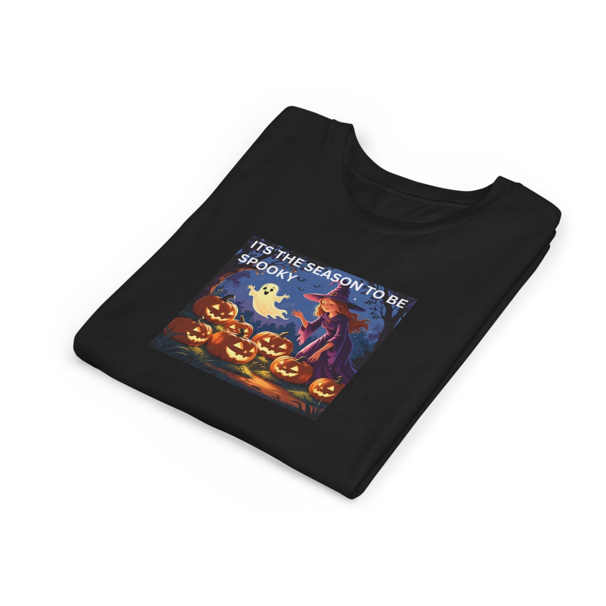 Spooky Ghost Theme Halloween Youth Tee: Kids Costume Top - SJM Print Store