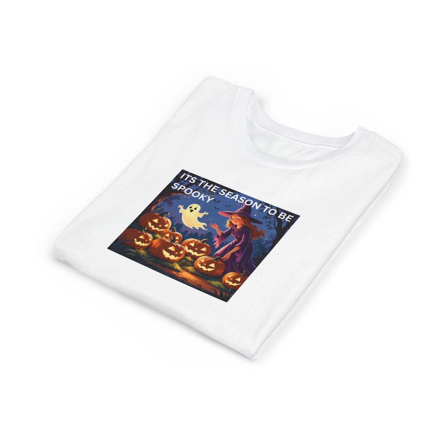 Spooky Ghost Theme Halloween Youth Tee: Kids Costume Top - SJM Print Store