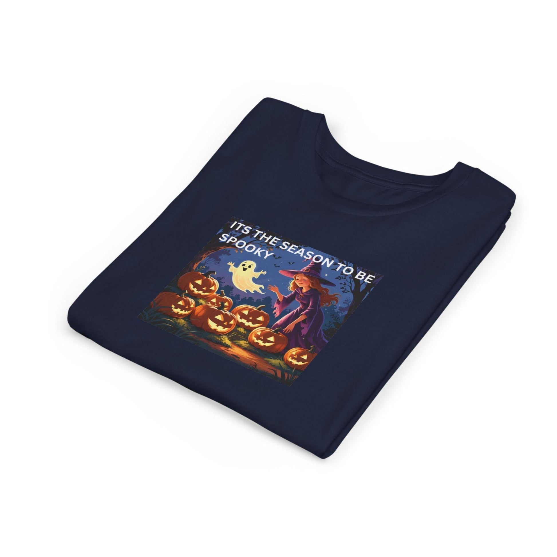 Spooky Ghost Theme Halloween Youth Tee: Kids Costume Top - SJM Print Store