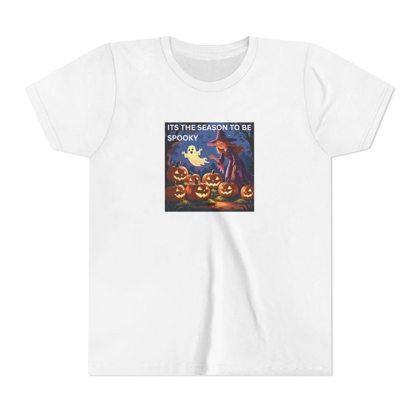 Spooky Ghost Theme Halloween Youth Tee: Kids Costume Top - SJM Print Store