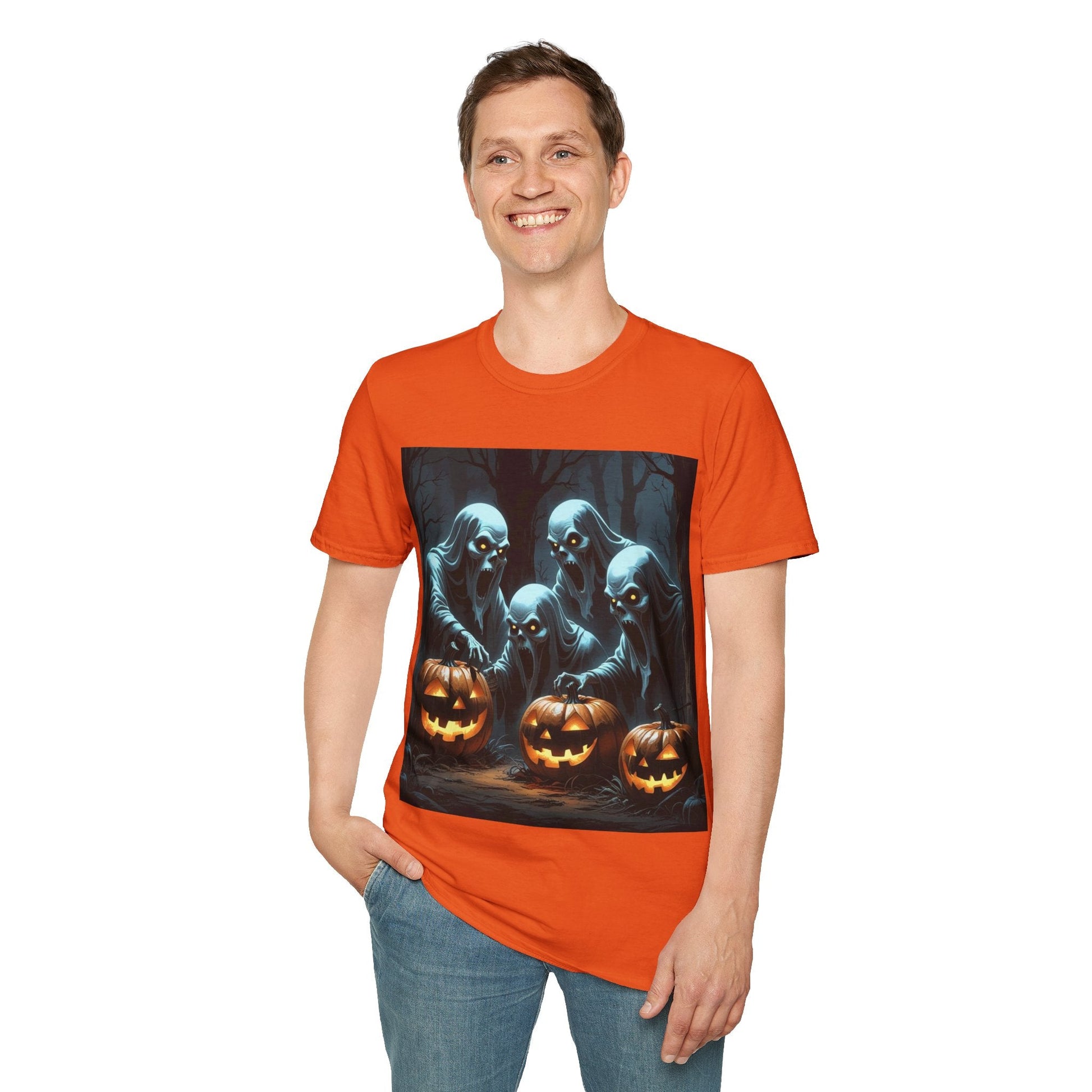 Spooky Ghosts Halloween T-Shirt, Unisex Halloween Costume, Funny Horror Tee, Pumpkin Shirt, Fall Festival Apparel - SJM Print Store