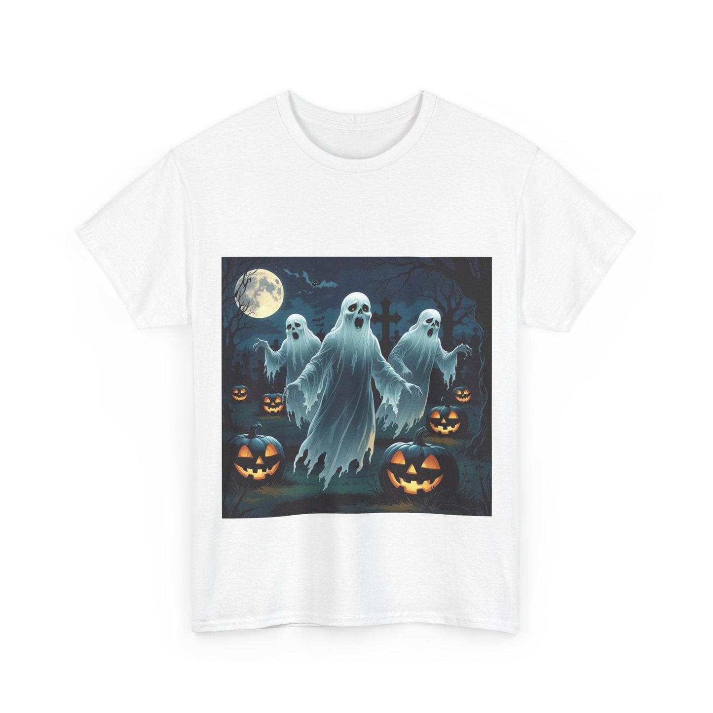 Spooky Halloween Ghost Tee, Unisex Cotton Shirt, Halloween Costume, Fall Fashion, Ghost Graphic Tee, Trick or Treat Apparel - SJM Print Store
