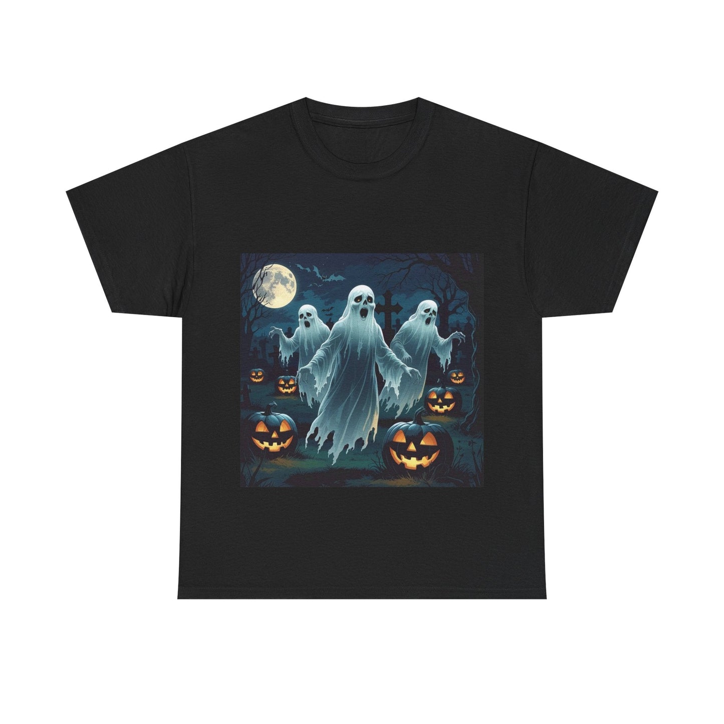 Spooky Halloween Ghost Tee, Unisex Cotton Shirt, Halloween Costume, Fall Fashion, Ghost Graphic Tee, Trick or Treat Apparel - SJM Print Store