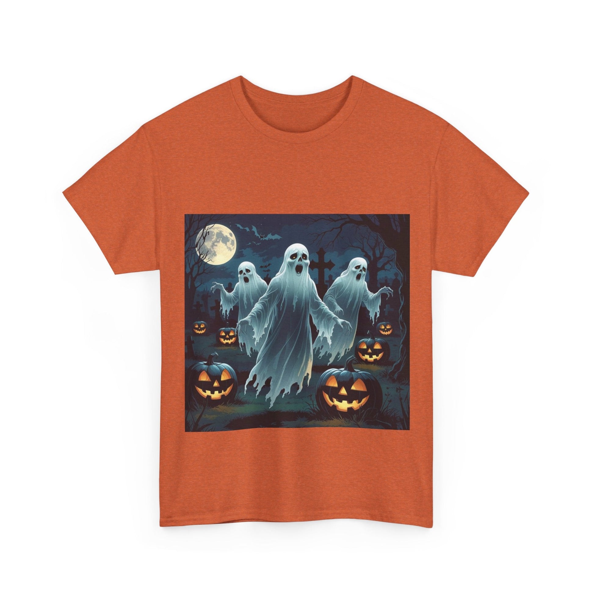 Spooky Halloween Ghost Tee, Unisex Cotton Shirt, Halloween Costume, Fall Fashion, Ghost Graphic Tee, Trick or Treat Apparel - SJM Print Store