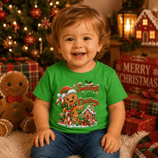 Sweetest Little Christmas Infant T-Shirt – Gingerbread Tee - SJM Print Store