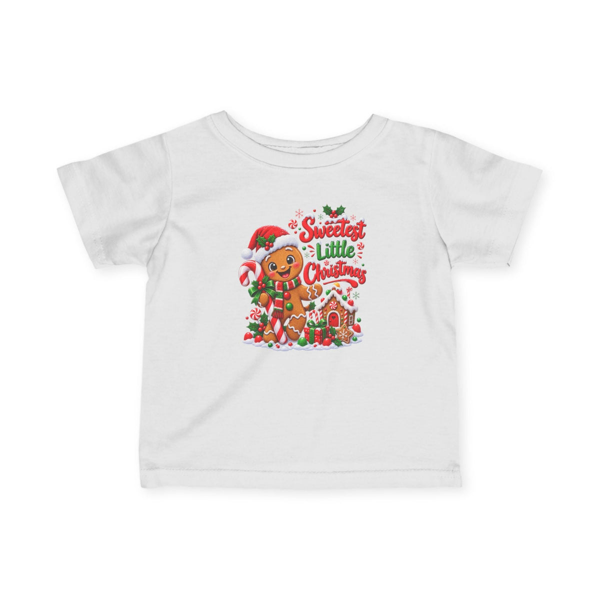 Sweetest Little Christmas Infant T-Shirt – Gingerbread Tee - SJM Print Store
