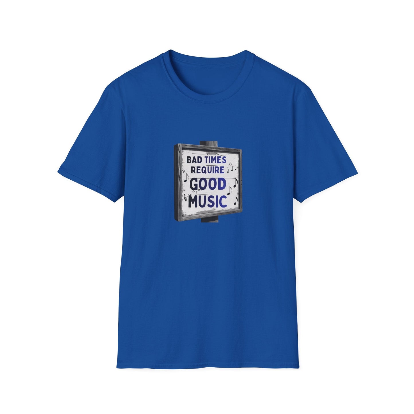 T-Shirt Bad Times Require Good Music Vintage Sign Post Music Tee - SJM Print Store