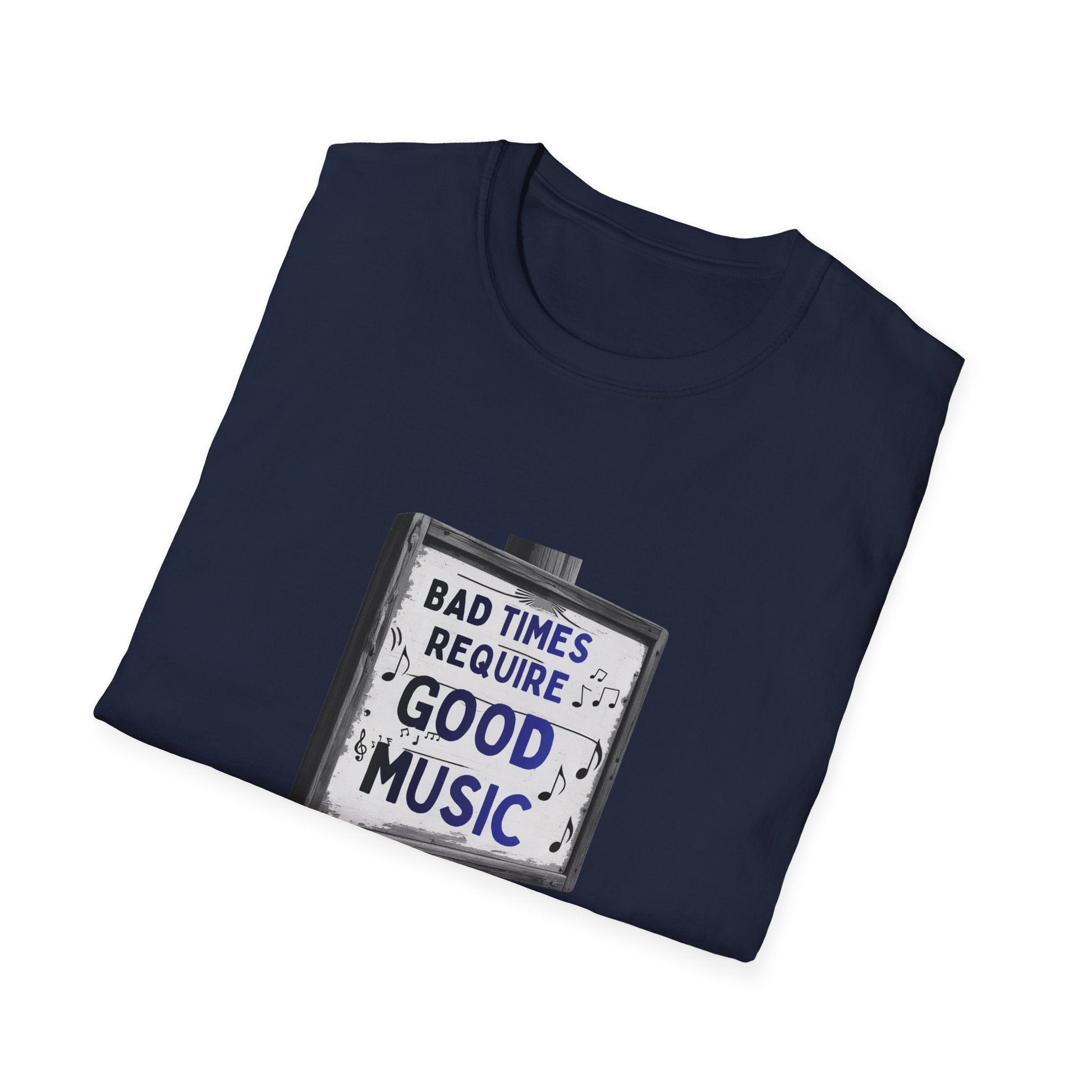 T-Shirt Bad Times Require Good Music Vintage Sign Post Music Tee - SJM Print Store
