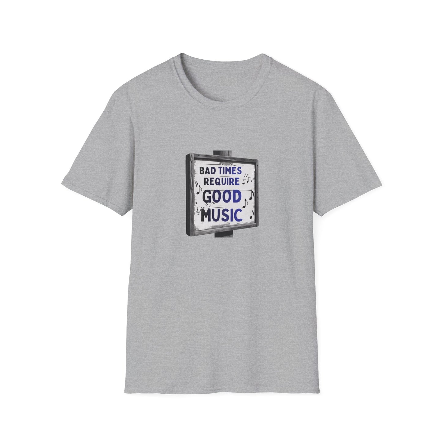 T-Shirt Bad Times Require Good Music Vintage Sign Post Music Tee - SJM Print Store