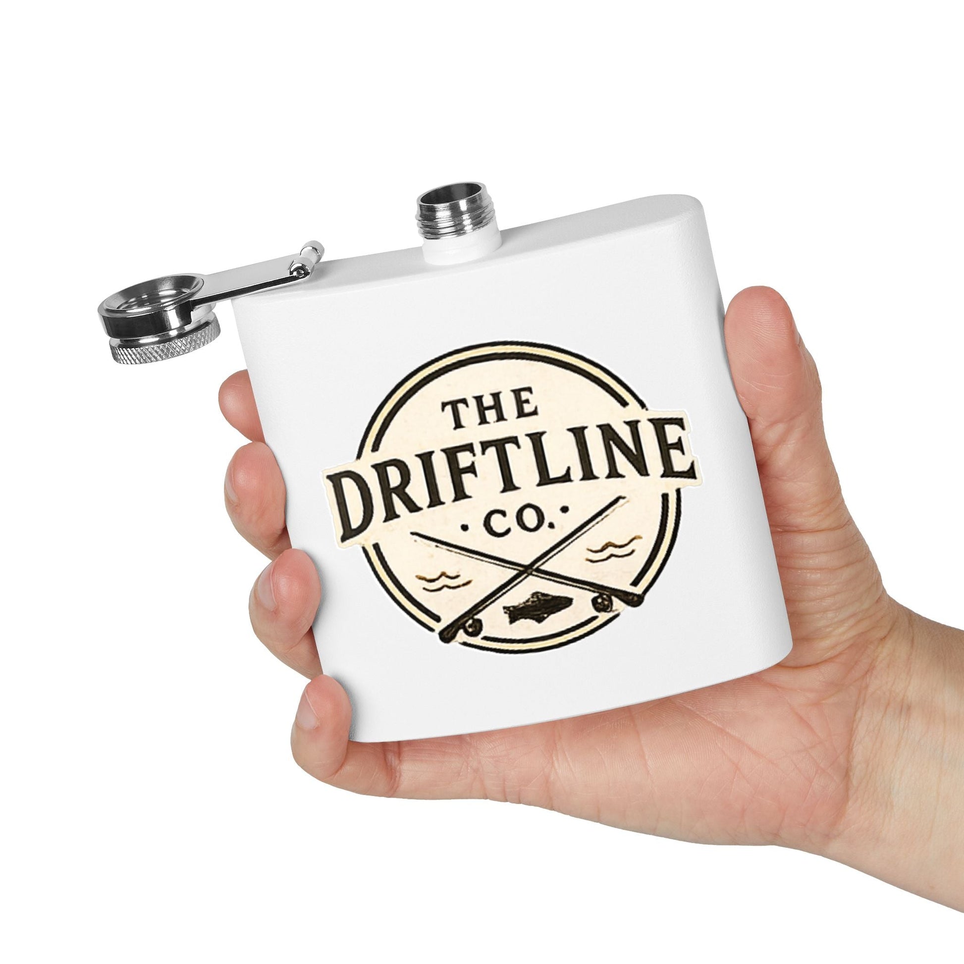 The Driftline Company Cream Crest Edition Hip Flask - SJM Print Store