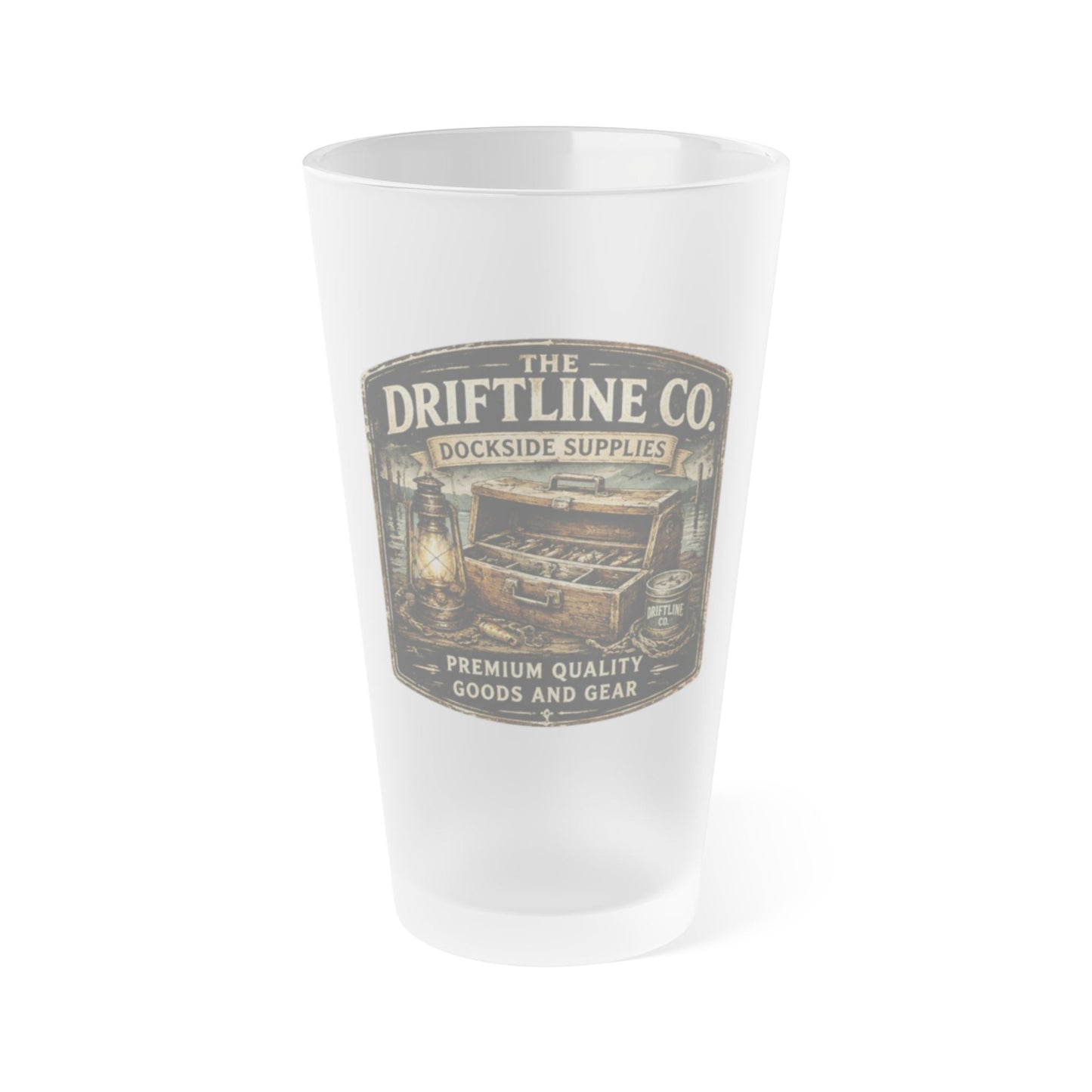 The Driftline Company Dockside Supplies Frosted Pint Glass - SJM Print Store