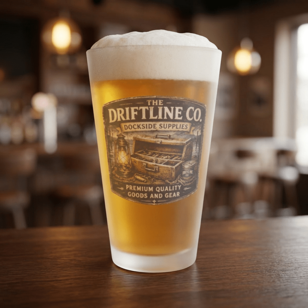 The Driftline Company Dockside Supplies Frosted Pint Glass - SJM Print Store