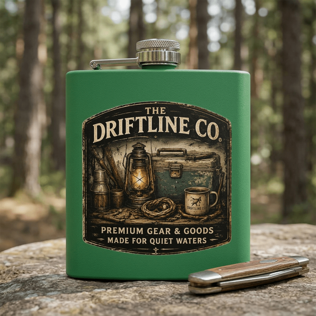 The Driftline Company Dockside Supplies Hip Flask | Premium Gear & Goods - SJM Print Store
