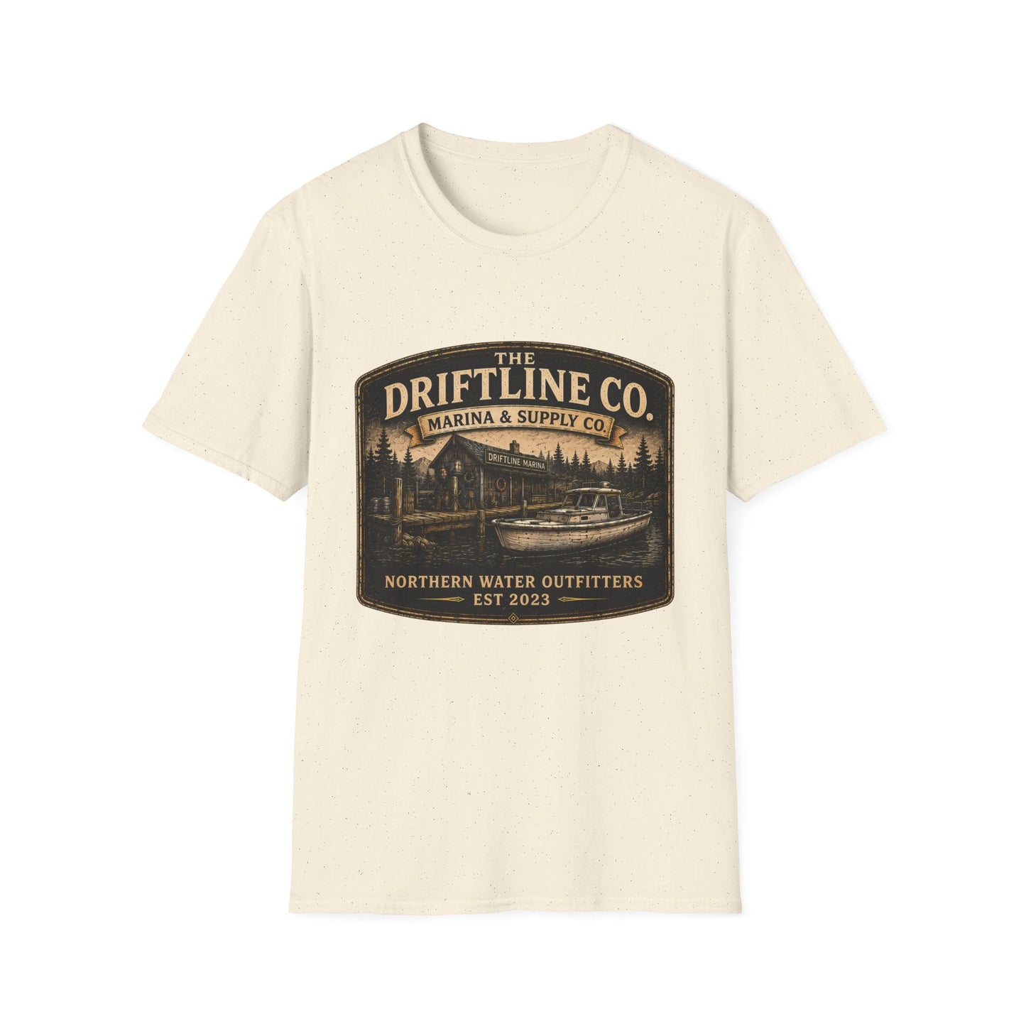 The Driftline Company Marina & Supply Co. Northern Water Outfitters Graphic T-Shirt | Vintage Fishing Tee - SJM Print Store