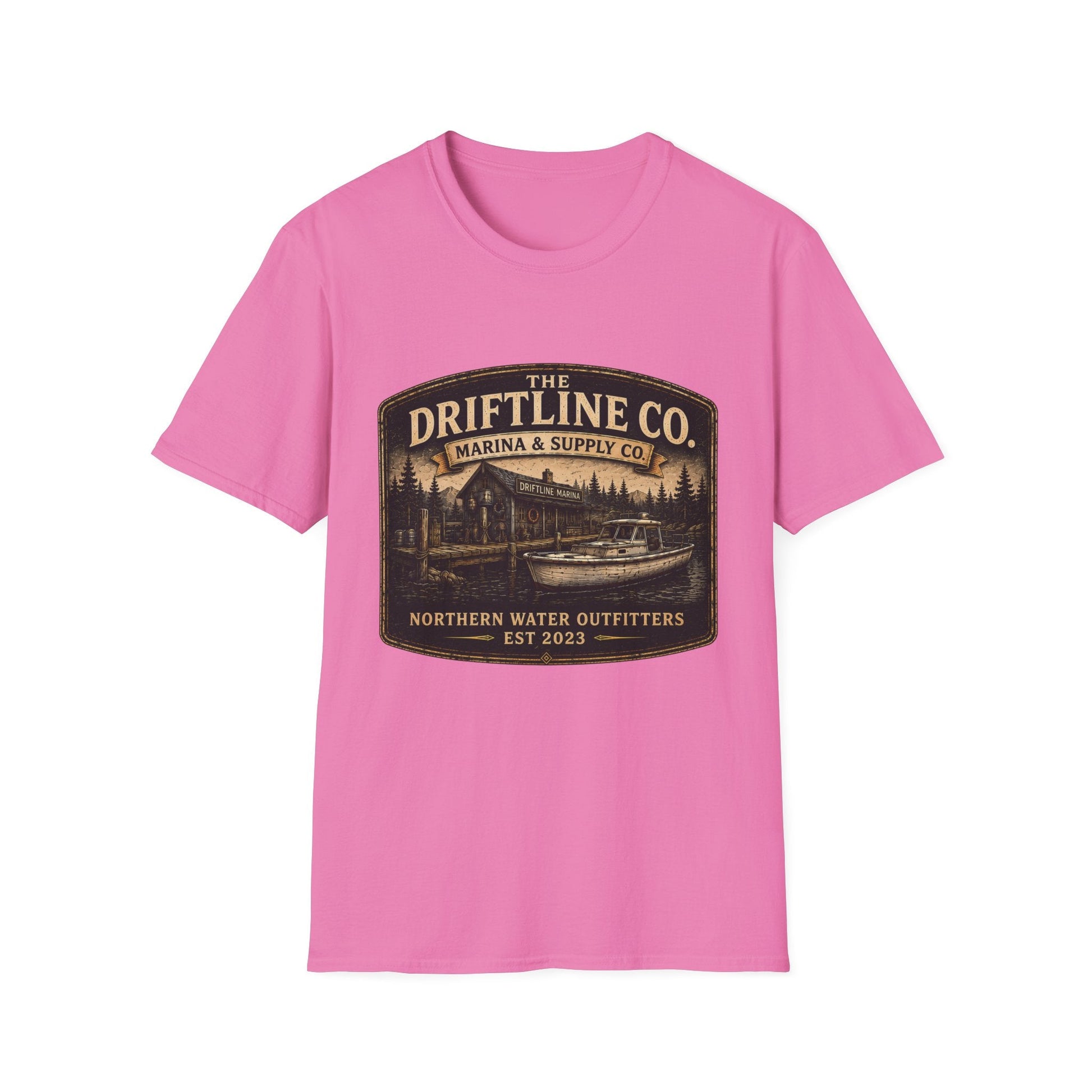 The Driftline Company Marina & Supply Co. Northern Water Outfitters Graphic T-Shirt | Vintage Fishing Tee - SJM Print Store