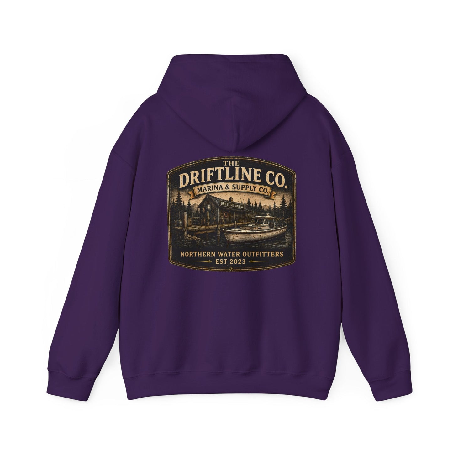 The Driftline Company Marina & Supply Co. Northern Water Outfitters Premium Hoodie | Fishing & Boating Hoodie - SJM Print Store