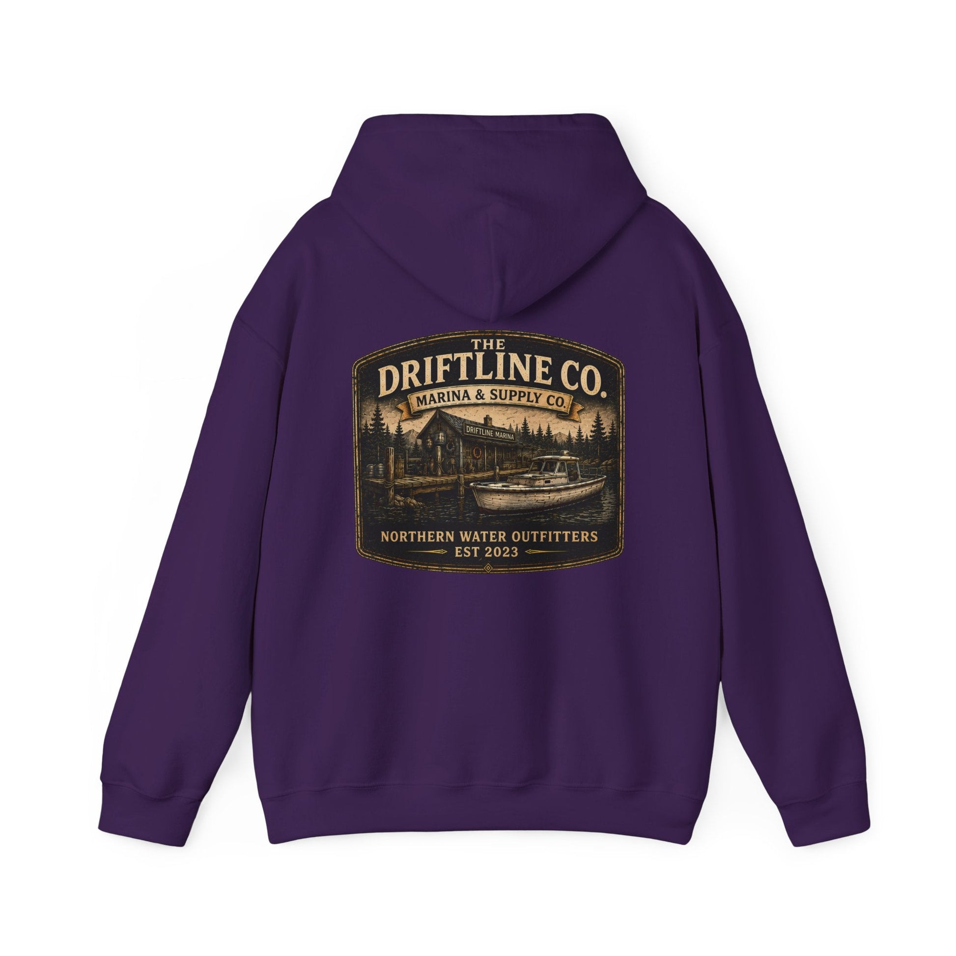 The Driftline Company Marina & Supply Co. Northern Water Outfitters Premium Hoodie | Fishing & Boating Hoodie - SJM Print Store