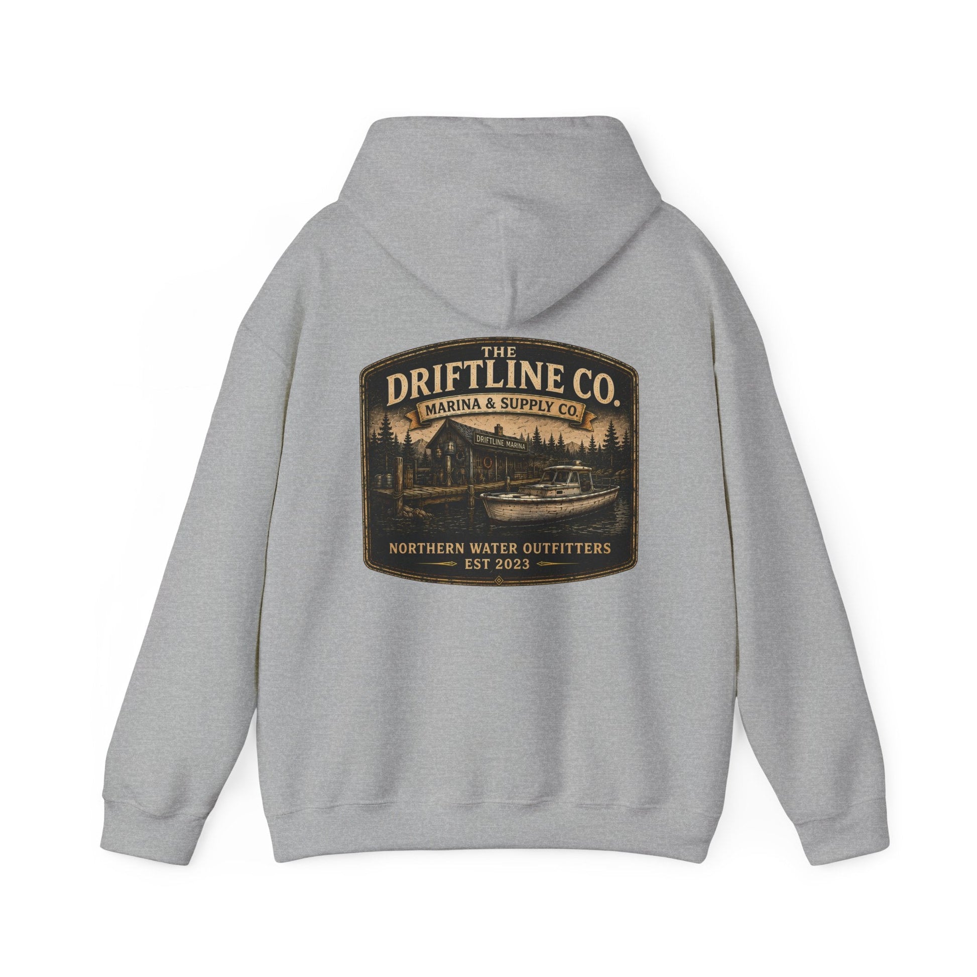 The Driftline Company Marina & Supply Co. Northern Water Outfitters Premium Hoodie | Fishing & Boating Hoodie - SJM Print Store