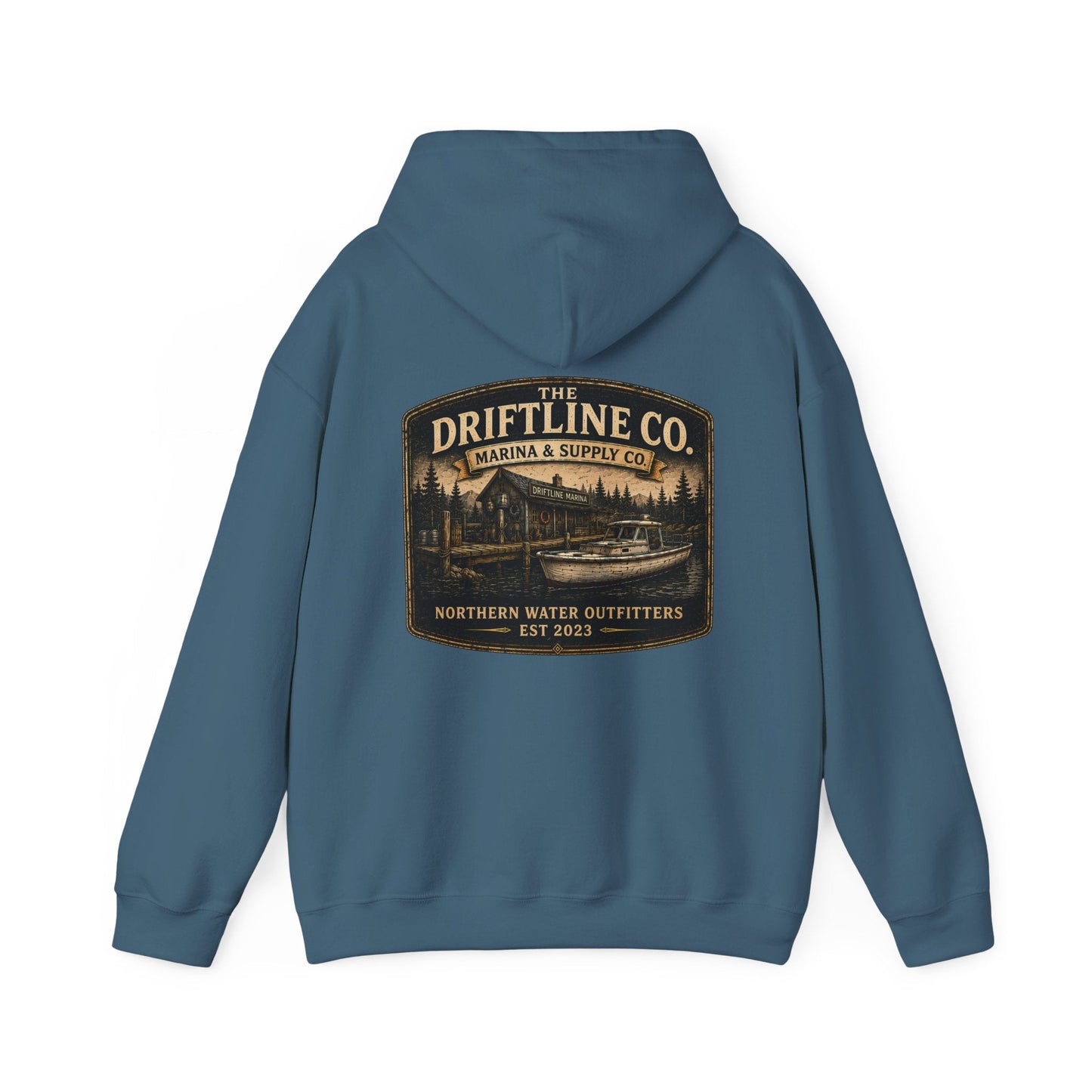The Driftline Company Marina & Supply Co. Northern Water Outfitters Premium Hoodie | Fishing & Boating Hoodie - SJM Print Store