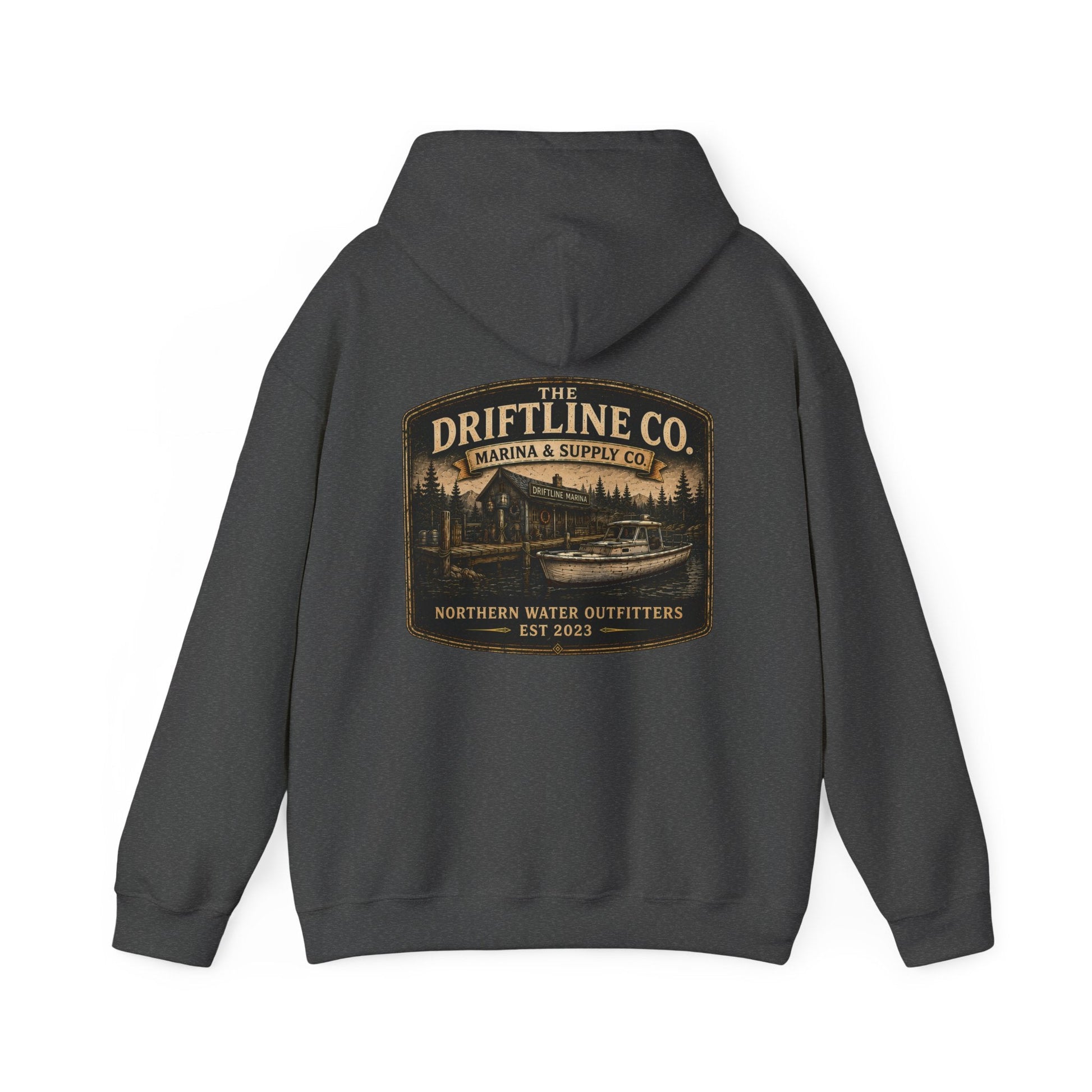 The Driftline Company Marina & Supply Co. Northern Water Outfitters Premium Hoodie | Fishing & Boating Hoodie - SJM Print Store