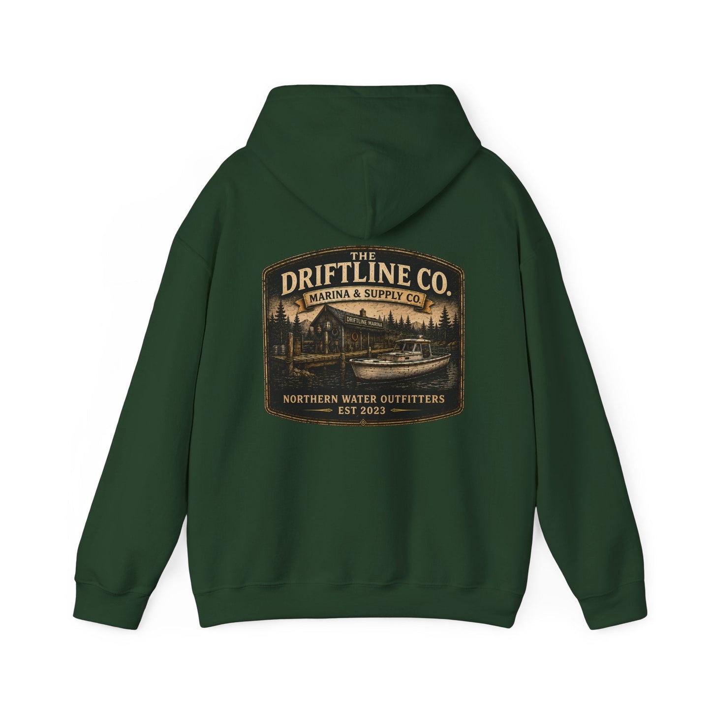 The Driftline Company Marina & Supply Co. Northern Water Outfitters Premium Hoodie | Fishing & Boating Hoodie - SJM Print Store
