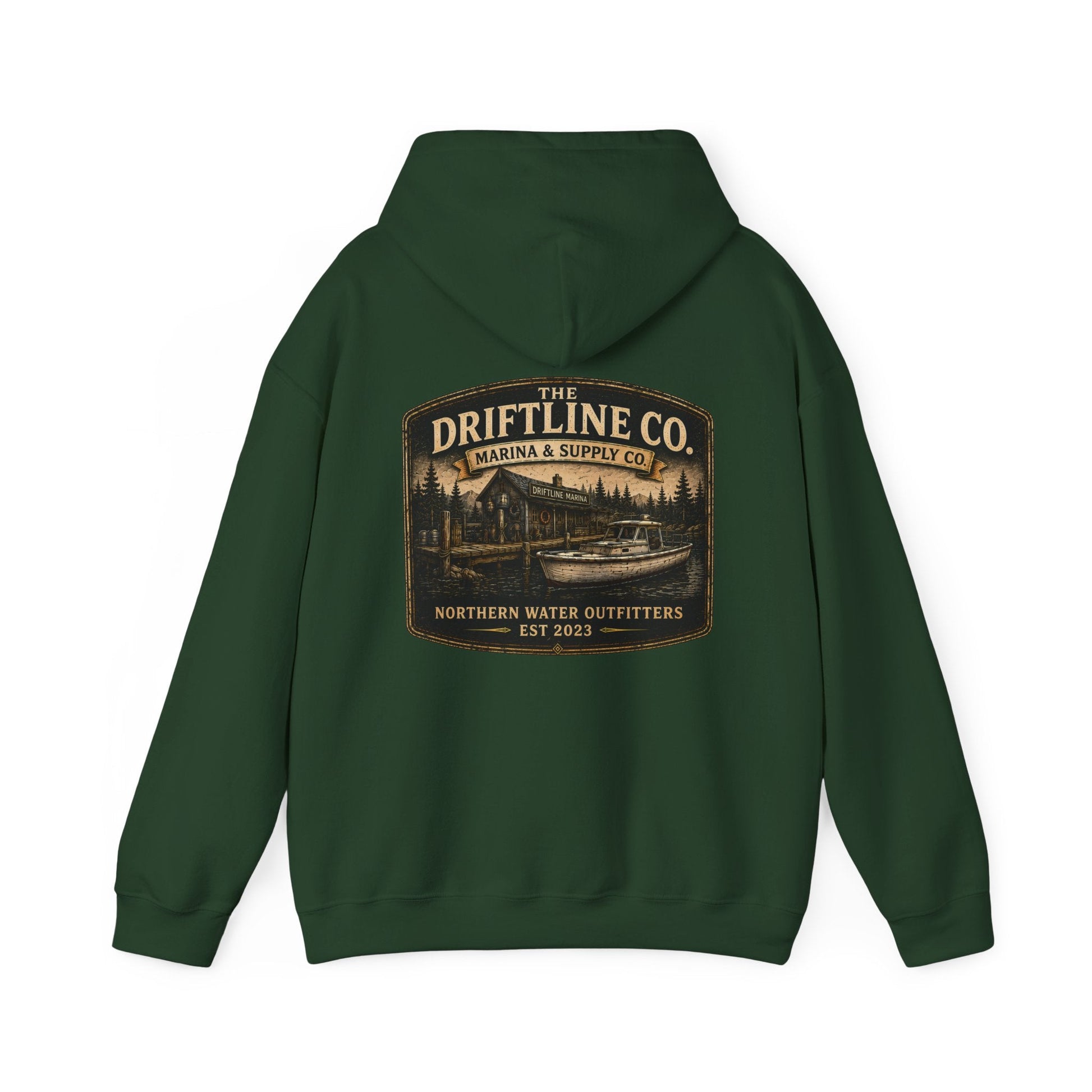 The Driftline Company Marina & Supply Co. Northern Water Outfitters Premium Hoodie | Fishing & Boating Hoodie - SJM Print Store