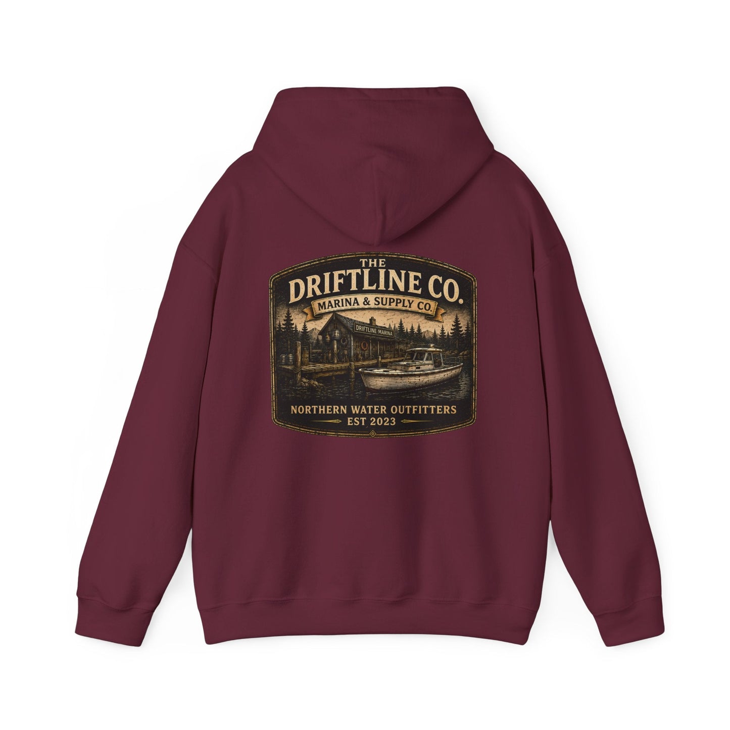 The Driftline Company Marina & Supply Co. Northern Water Outfitters Premium Hoodie | Fishing & Boating Hoodie - SJM Print Store