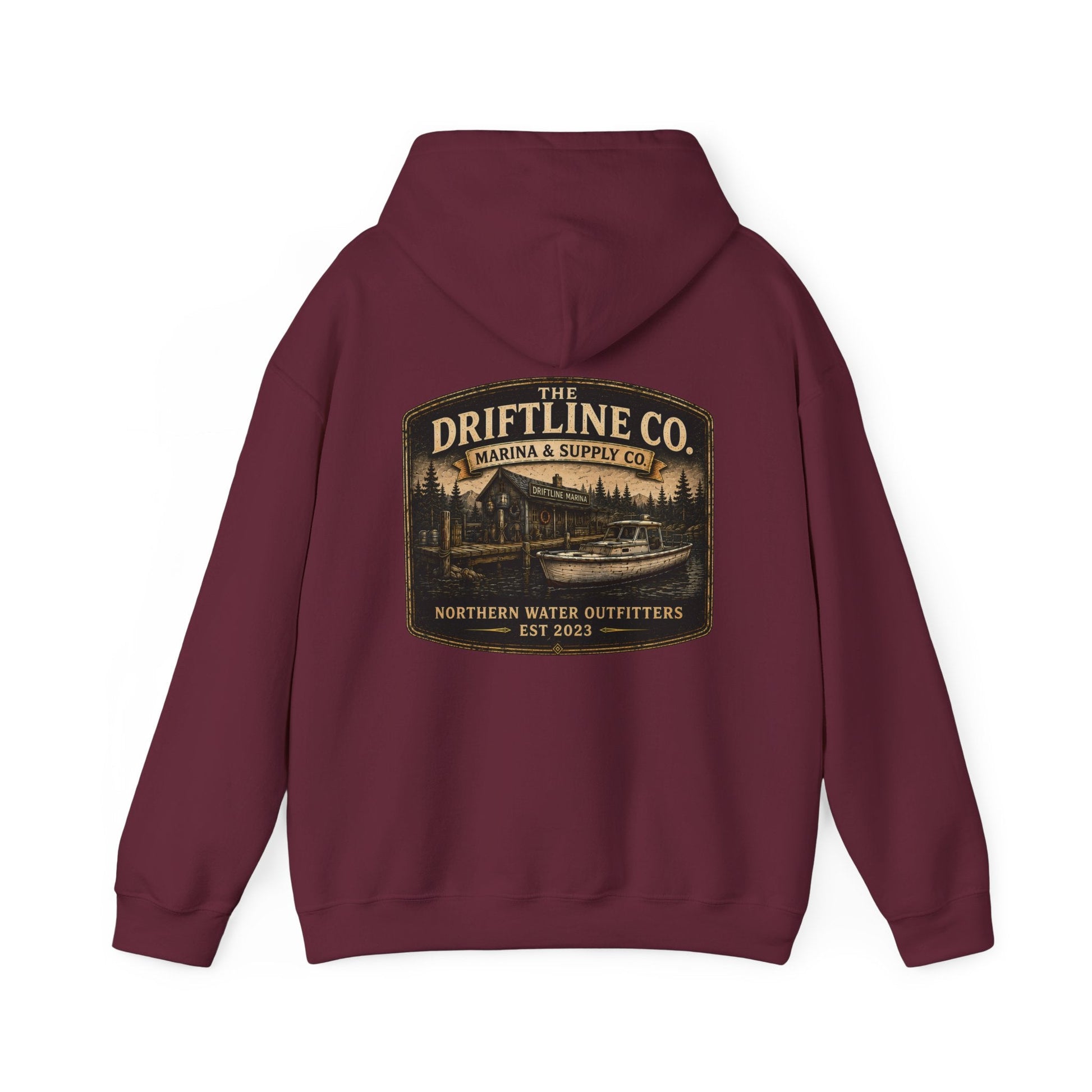 The Driftline Company Marina & Supply Co. Northern Water Outfitters Premium Hoodie | Fishing & Boating Hoodie - SJM Print Store