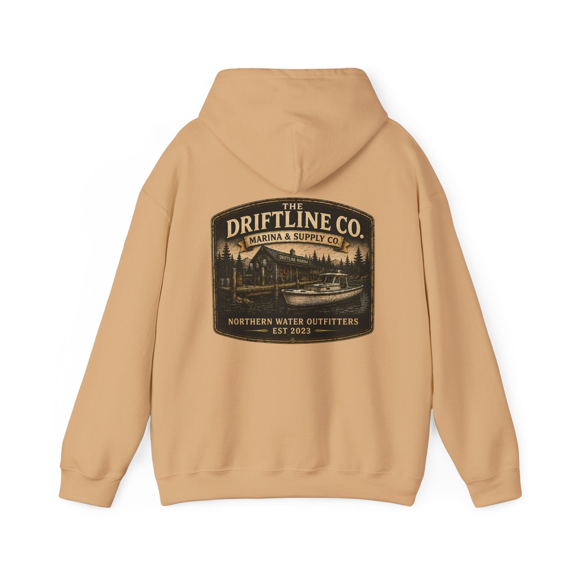 The Driftline Company Marina & Supply Co. Northern Water Outfitters Premium Hoodie | Fishing & Boating Hoodie - SJM Print Store