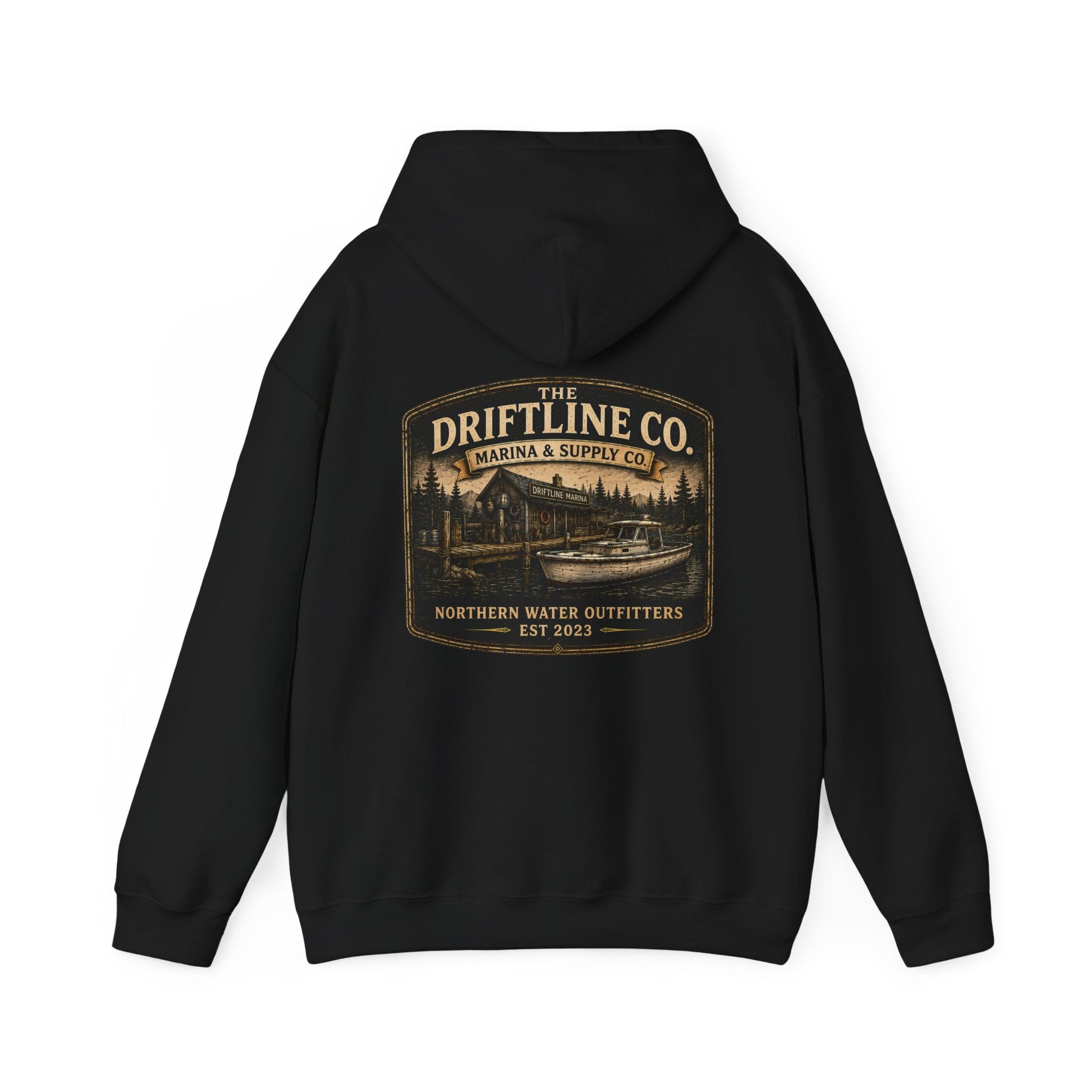 The Driftline Company Marina & Supply Co. Northern Water Outfitters Premium Hoodie | Fishing & Boating Hoodie - SJM Print Store