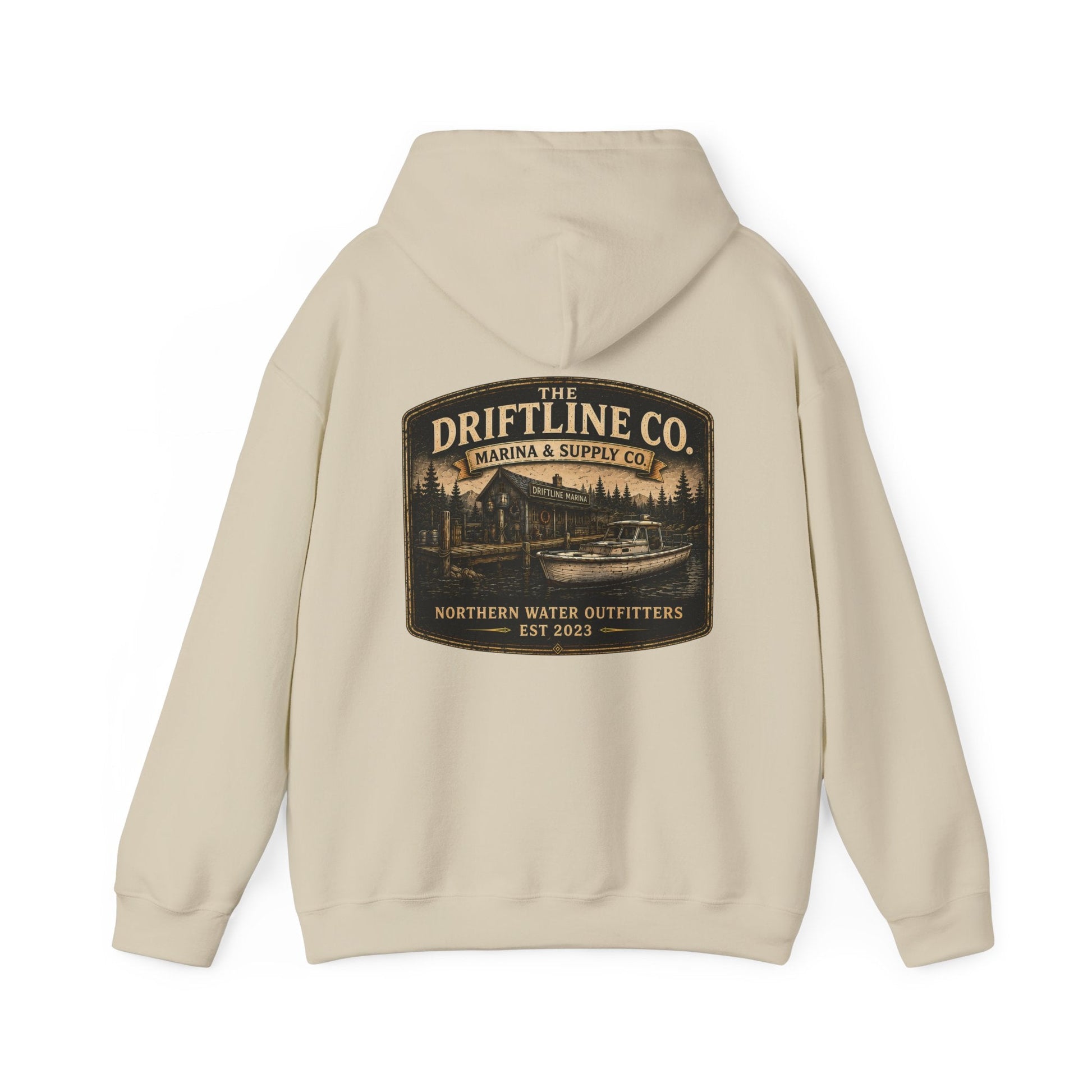 The Driftline Company Marina & Supply Co. Northern Water Outfitters Premium Hoodie | Fishing & Boating Hoodie - SJM Print Store