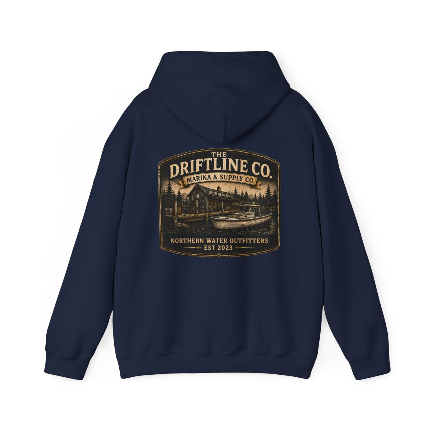 The Driftline Company Marina & Supply Co. Northern Water Outfitters Premium Hoodie | Fishing & Boating Hoodie - SJM Print Store