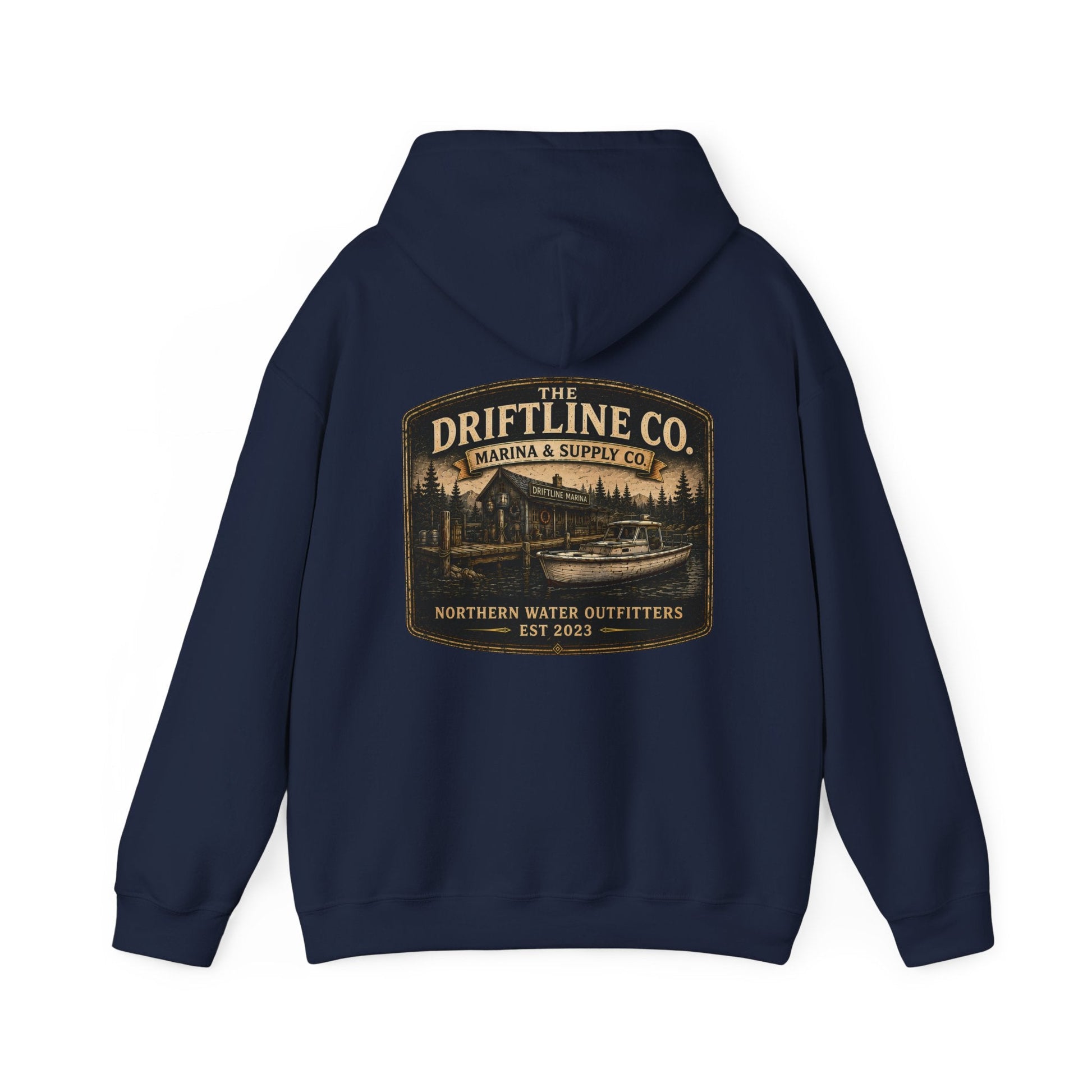 The Driftline Company Marina & Supply Co. Northern Water Outfitters Premium Hoodie | Fishing & Boating Hoodie - SJM Print Store