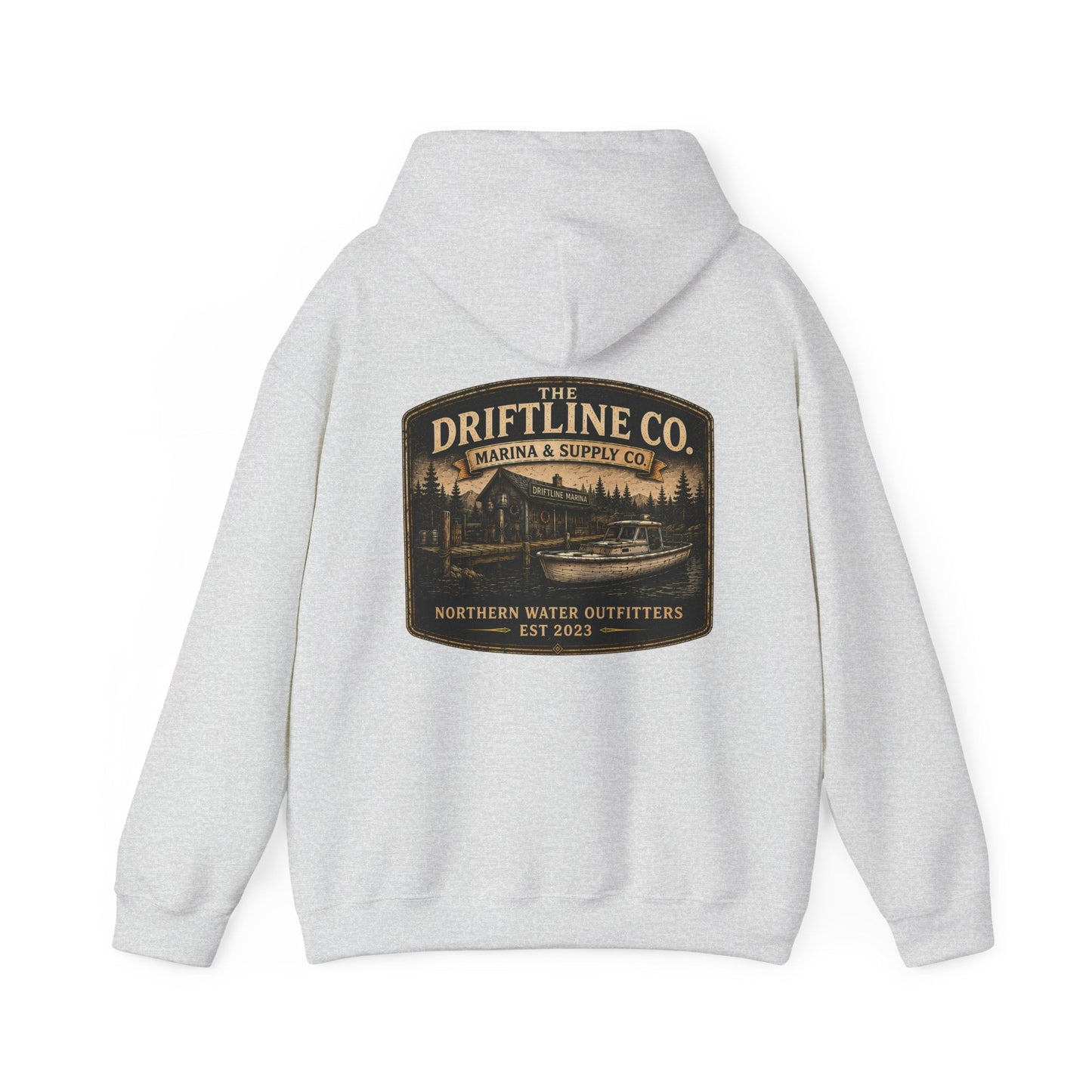 The Driftline Company Marina & Supply Co. Northern Water Outfitters Premium Hoodie | Fishing & Boating Hoodie - SJM Print Store