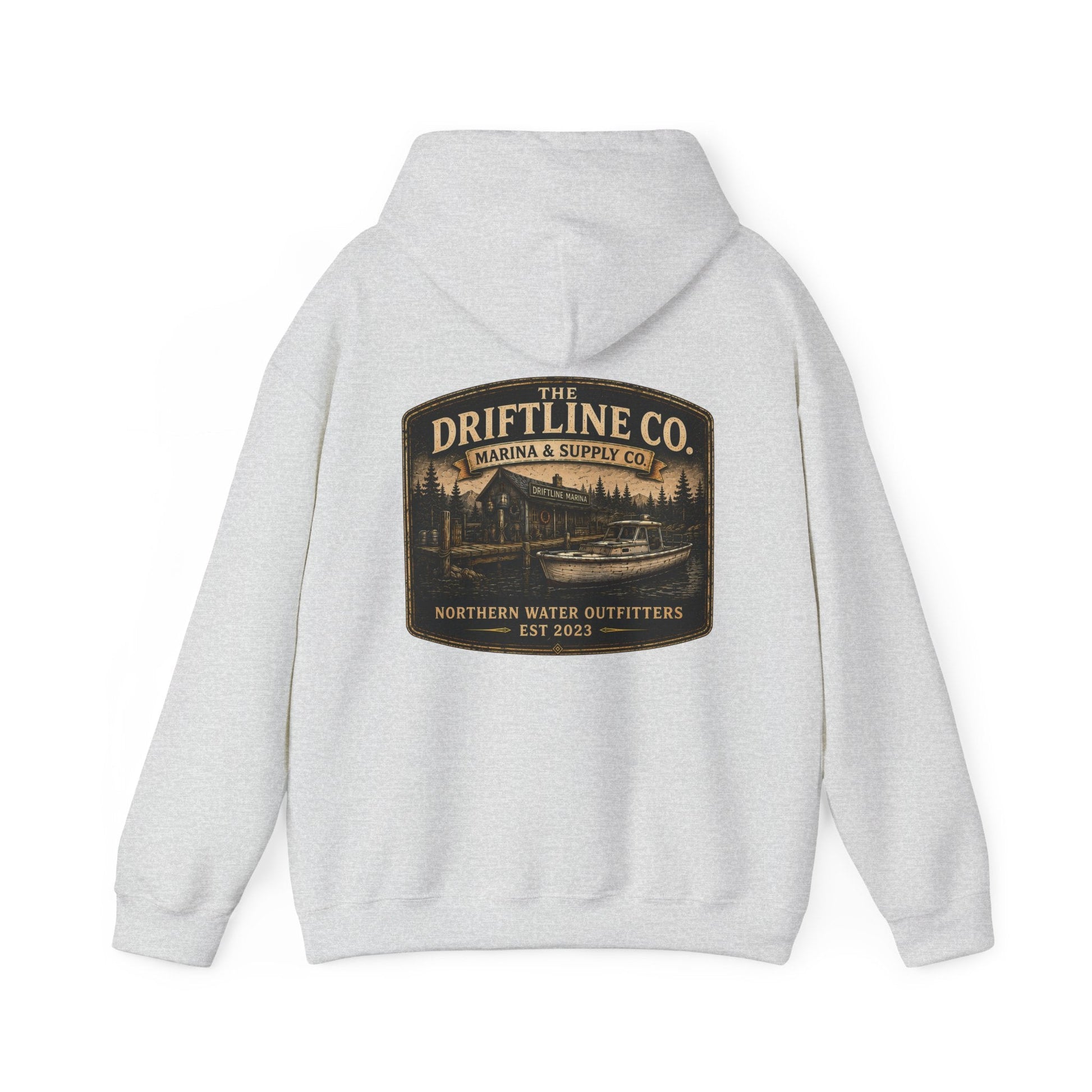 The Driftline Company Marina & Supply Co. Northern Water Outfitters Premium Hoodie | Fishing & Boating Hoodie - SJM Print Store