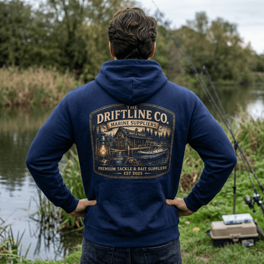 The Driftline Company Marine Suppliers Premium Tackle & Bait Heavy Blend Hoodie - SJM Print Store