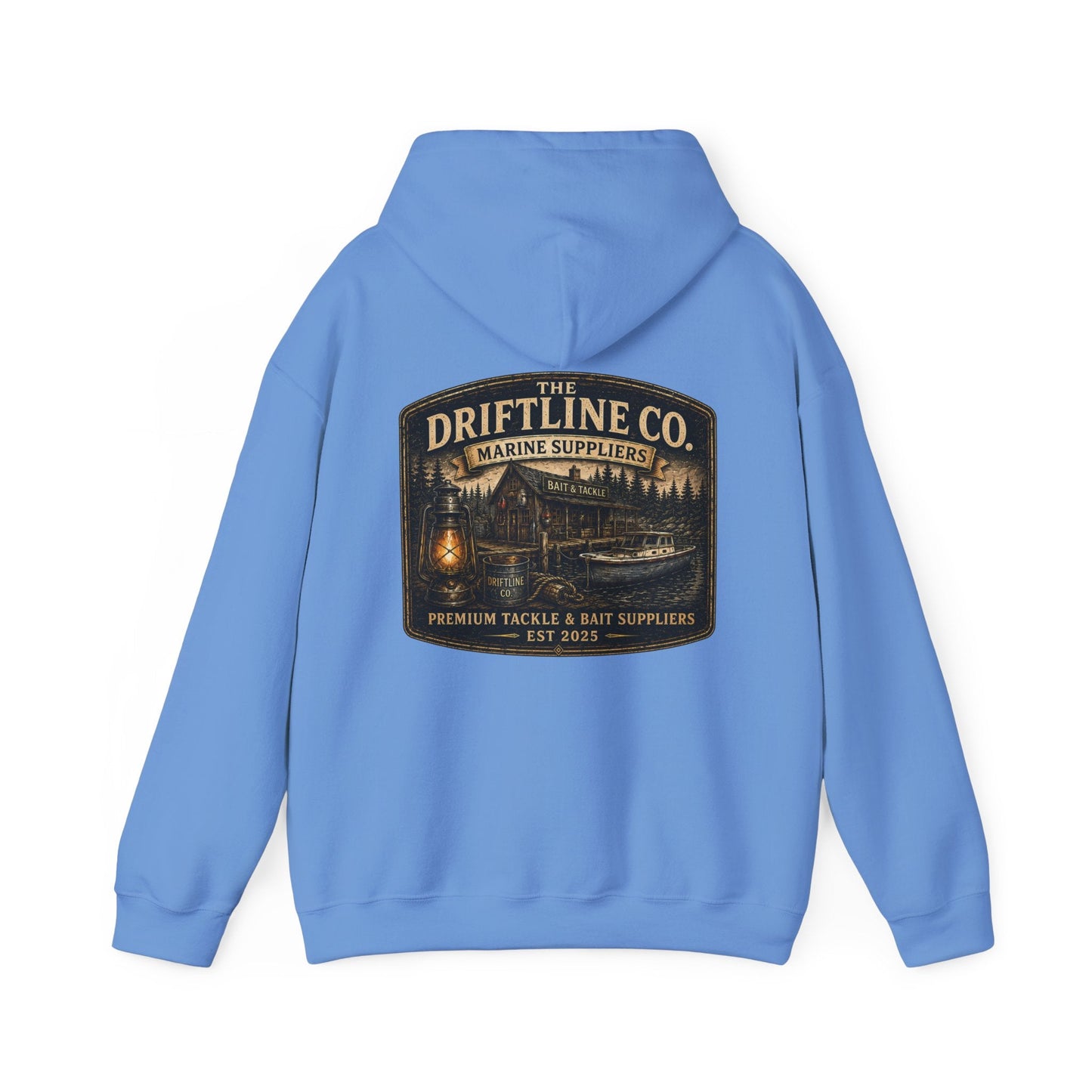 The Driftline Company Marine Suppliers Premium Tackle & Bait Heavy Blend Hoodie - SJM Print Store