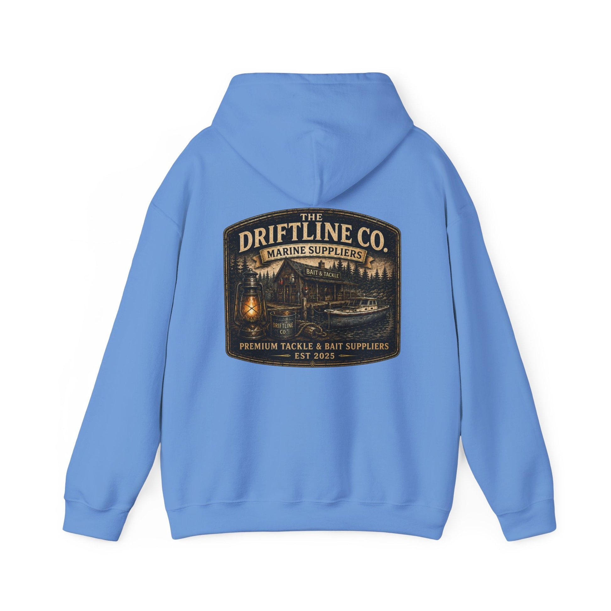 The Driftline Company Marine Suppliers Premium Tackle & Bait Heavy Blend Hoodie - SJM Print Store