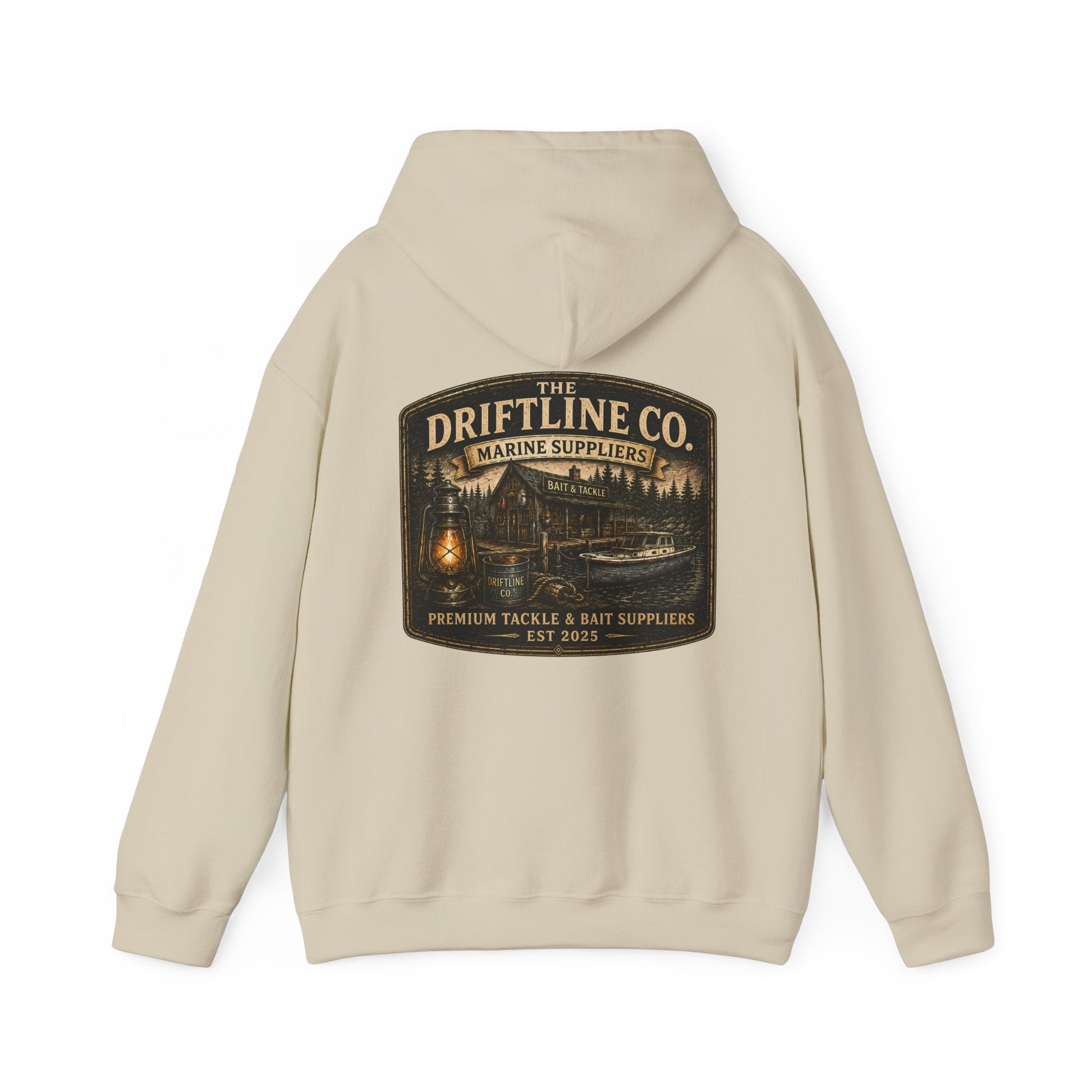The Driftline Company Marine Suppliers Premium Tackle & Bait Heavy Blend Hoodie - SJM Print Store