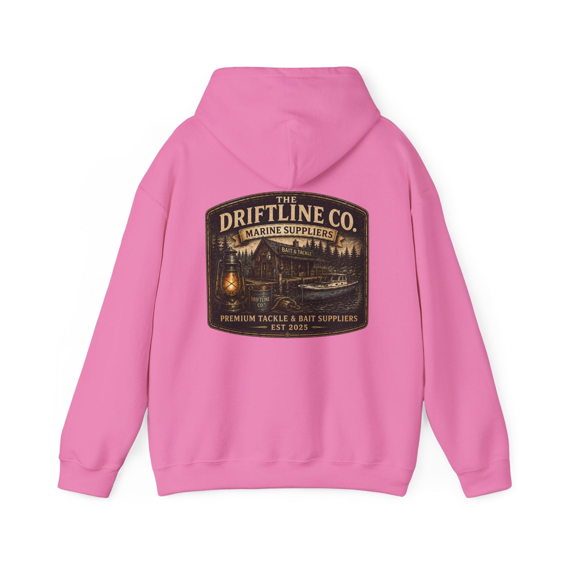 The Driftline Company Marine Suppliers Premium Tackle & Bait Heavy Blend Hoodie - SJM Print Store