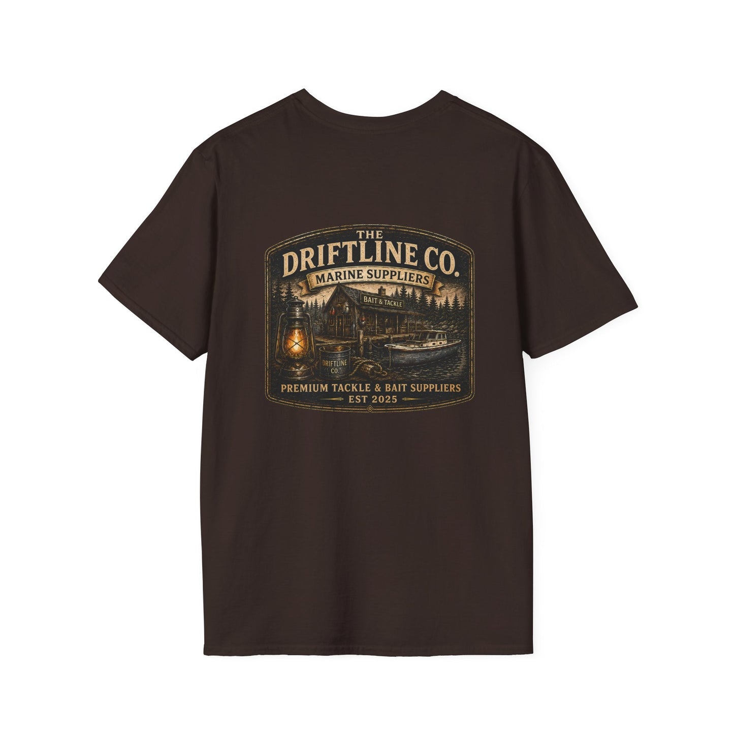 The Driftline Company Marine Suppliers Premium Tackle & Bait Premium Back Print T-Shirt - SJM Print Store