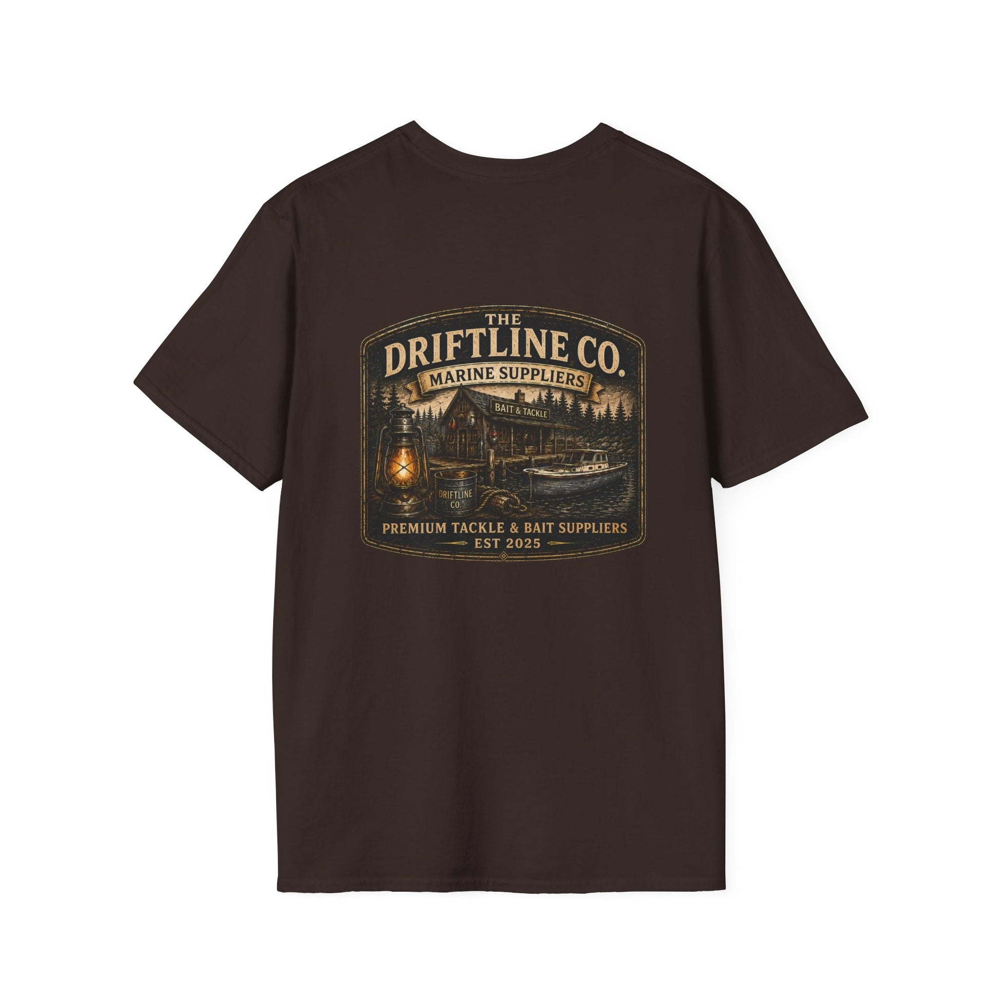 The Driftline Company Marine Suppliers Premium Tackle & Bait Premium Back Print T-Shirt - SJM Print Store