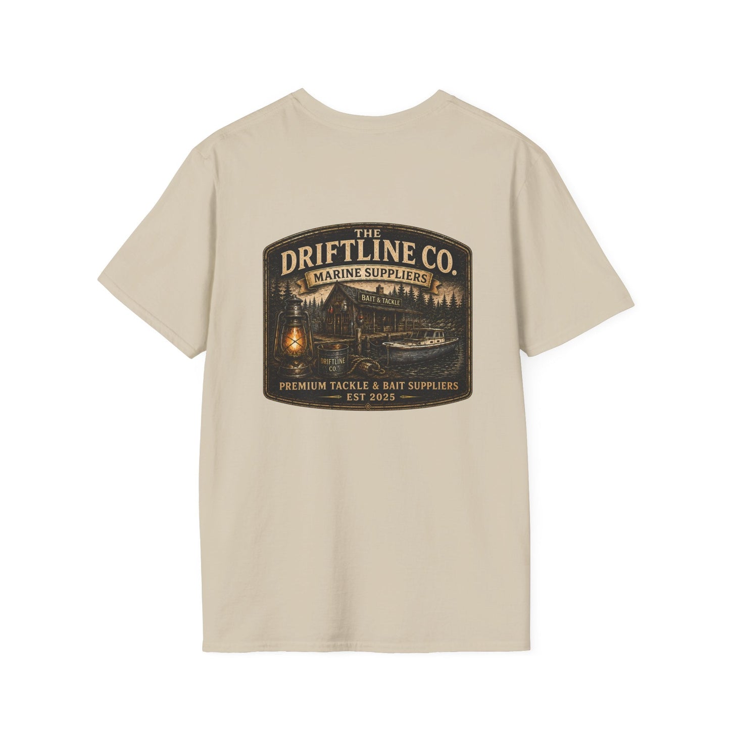 The Driftline Company Marine Suppliers Premium Tackle & Bait Premium Back Print T-Shirt - SJM Print Store