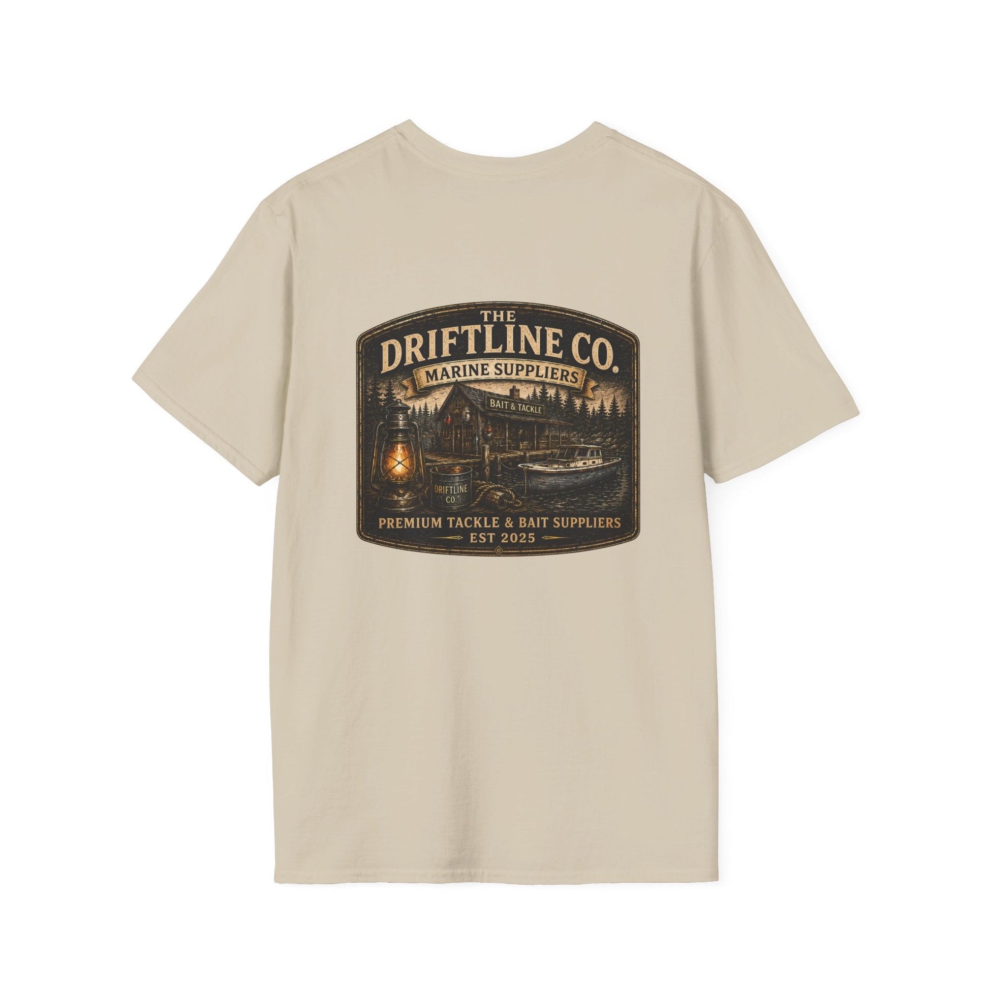 The Driftline Company Marine Suppliers Premium Tackle & Bait Premium Back Print T-Shirt - SJM Print Store