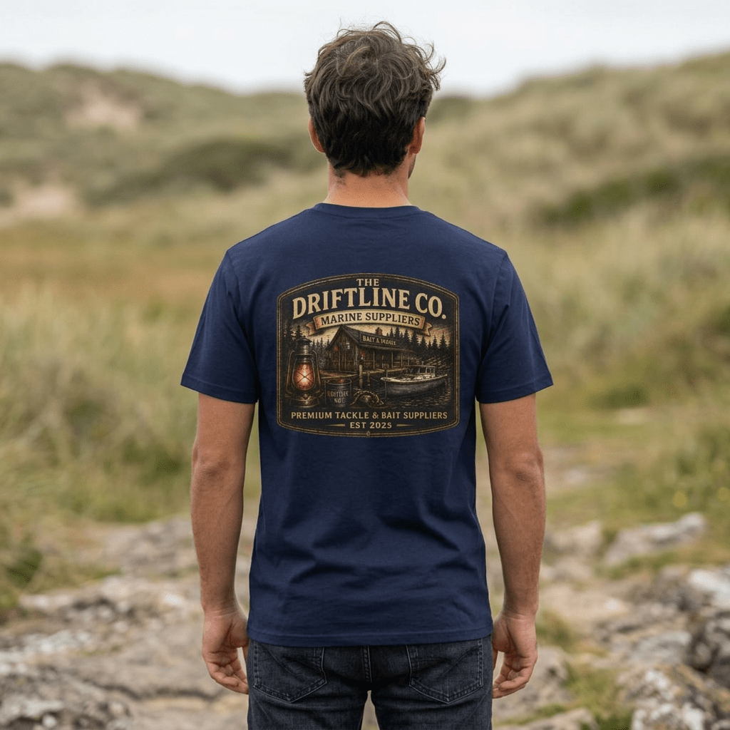 The Driftline Company Marine Suppliers Premium Tackle & Bait Premium Back Print T-Shirt - SJM Print Store