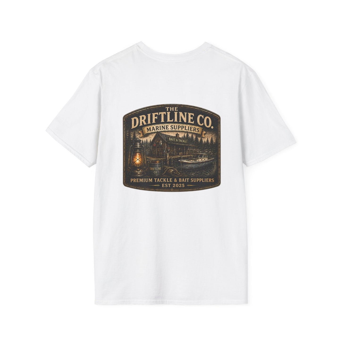 The Driftline Company Marine Suppliers Premium Tackle & Bait Premium Back Print T-Shirt - SJM Print Store
